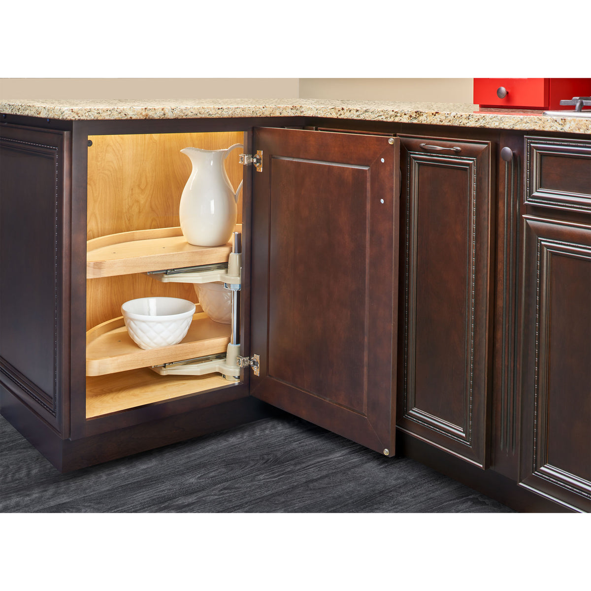 Rev-A-Shelf 32 Inch Wooden Cabinet 2-Shelf Half Moon Lazy Susan (Open Box)