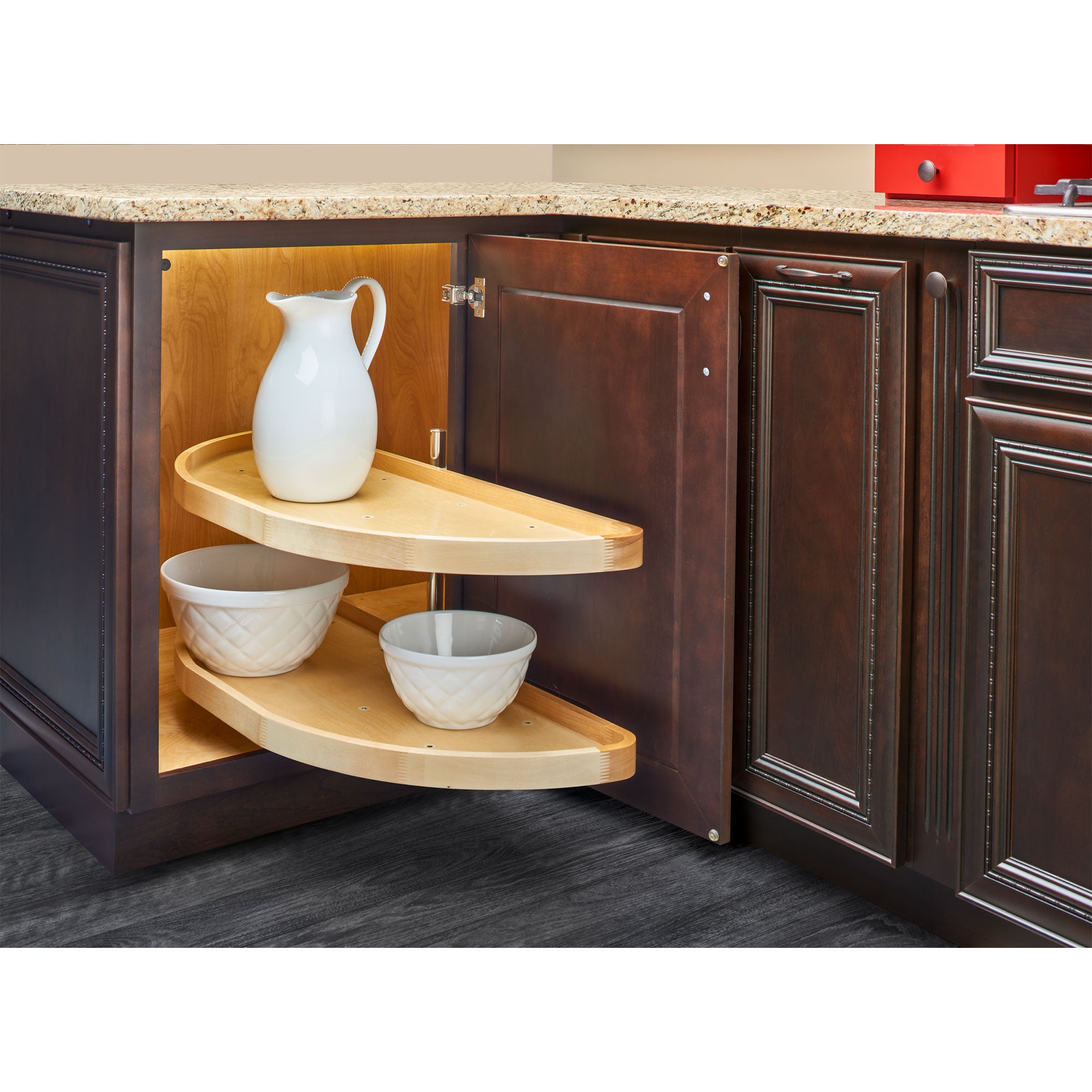 Rev-A-Shelf 32 Inch Wooden Kitchen Cabinet 2-Shelf Half Moon Lazy Susan (Used)