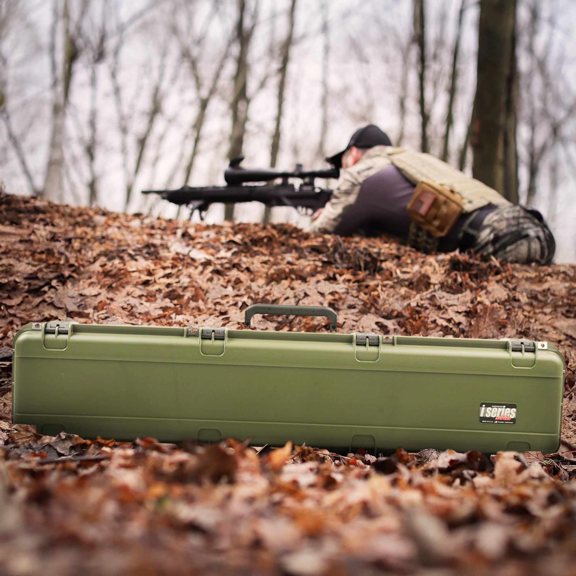 SKB Cases iSeries Hard Exterior Waterproof Utility Rifle Case, Green (Open Box) - VMInnovations