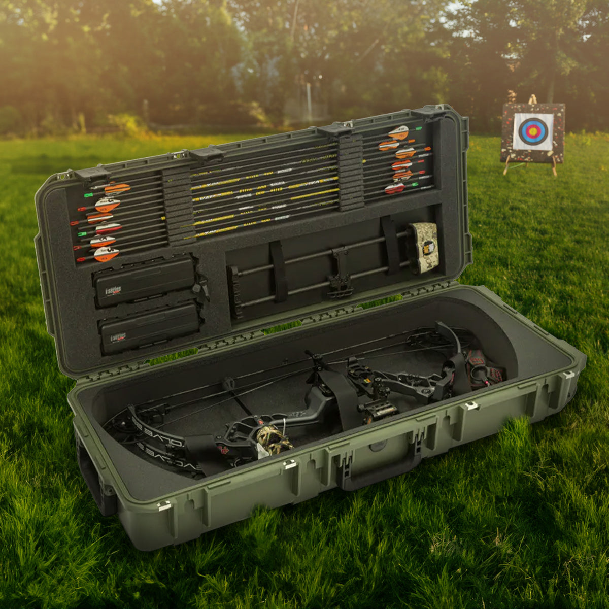 SKB Cases Hard Plastic Exterior Parallel Limb Bow Crossbow Case, Green(Open Box) - VMInnovations