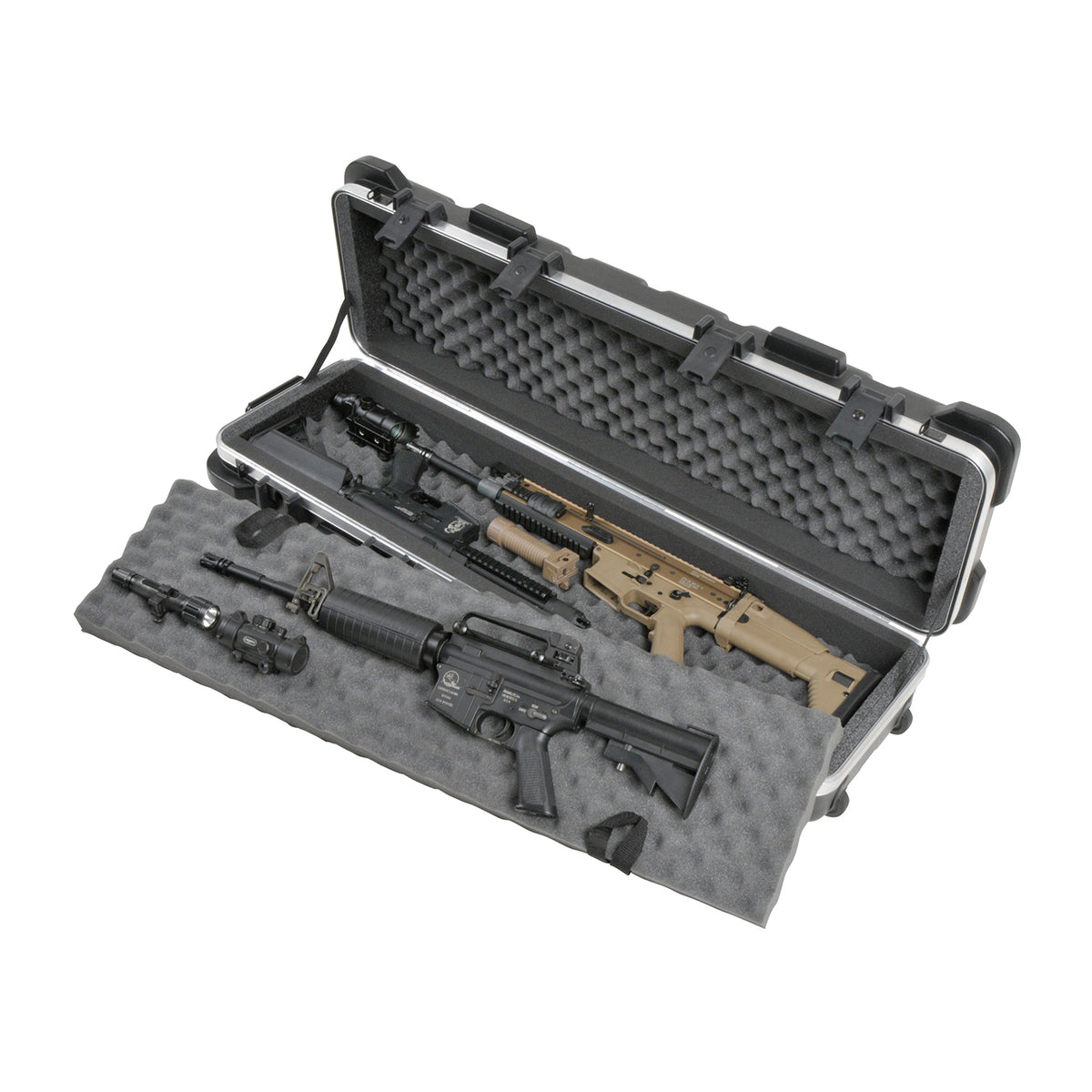 SKB Cases 4009 Hard Exterior Waterproof Short Double Rifle Transport Case, Black