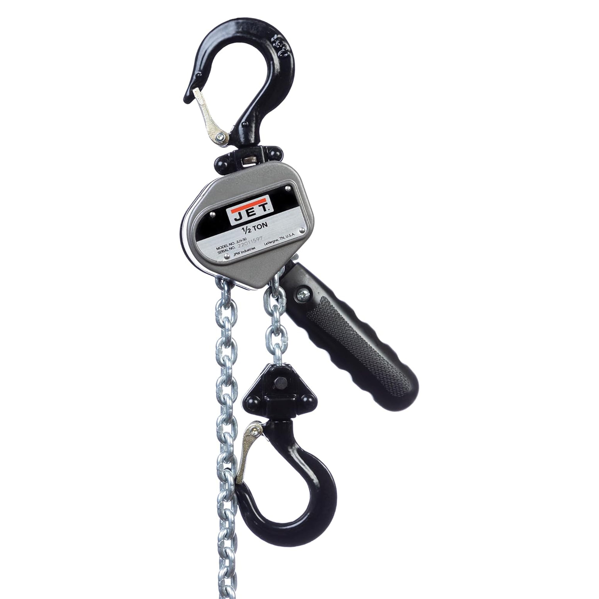 Jet JLH-50-15 0.5 Ton Compact Ratchet Lever Chain Hoist w/ 15 Ft Lift & 2 Hooks - VMInnovations