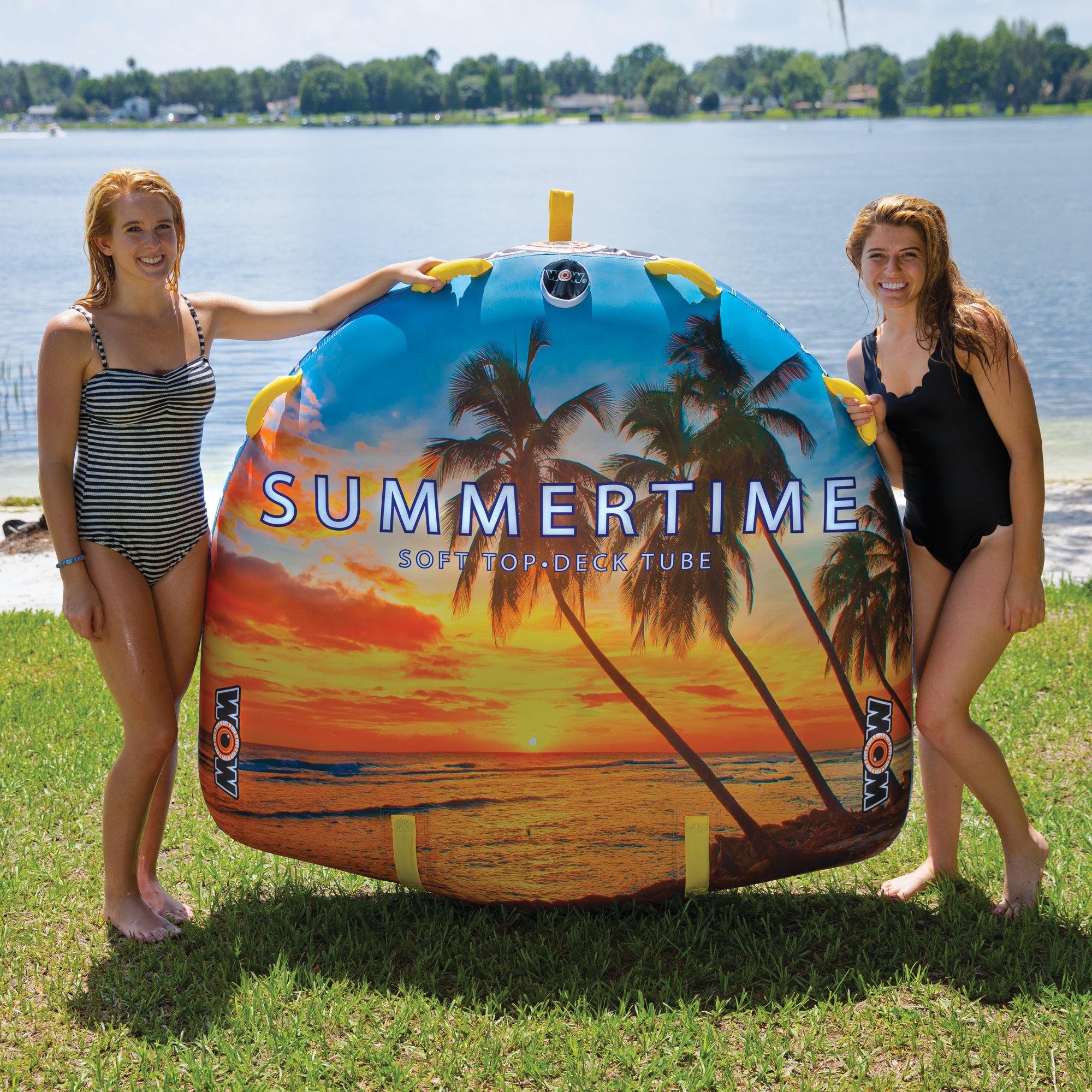 WOW Watersports Summertime Inflatable 2-Person Ultra Soft Top Lake Towable Tube