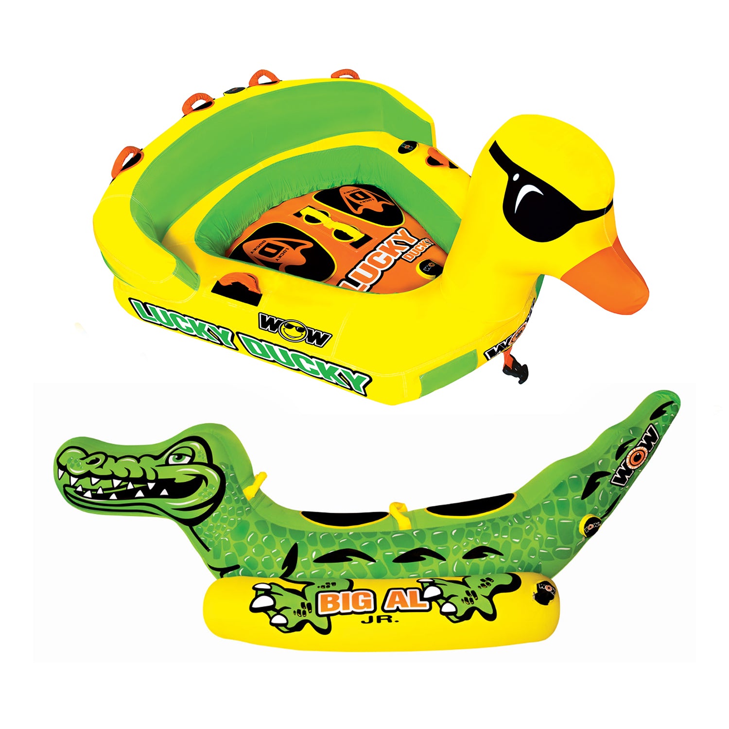 WOW Watersports Mega Ducky Boating Tube and Big Al Junior Alligator Inner Tube - VMInnovations