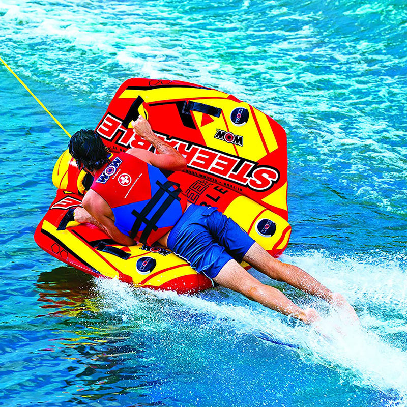 WOW Watersports 19-1090 Steerable 1 to 2 Person Towable Tube with Handles, Red