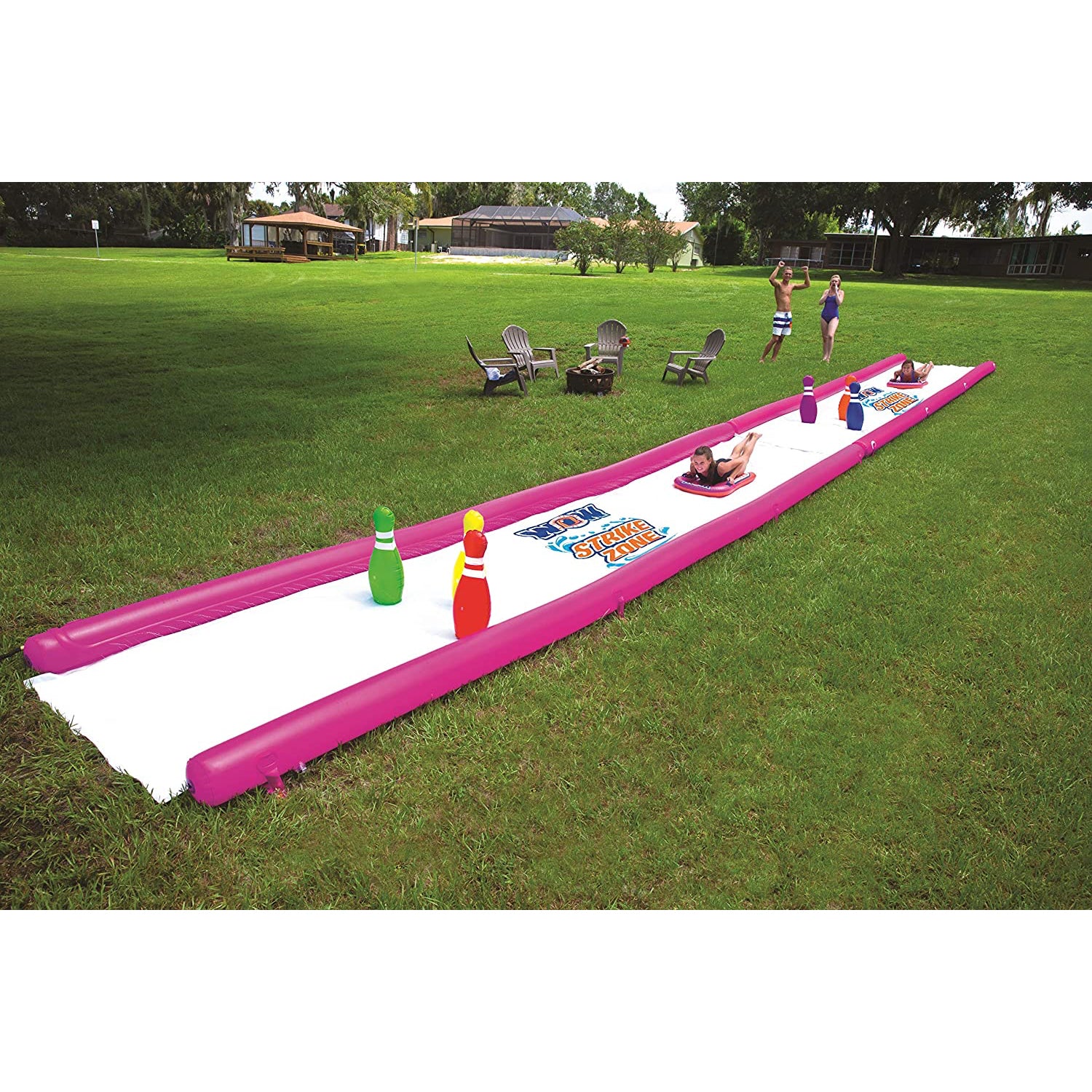 WOW Watersports 5 Rail Towel Rack and Strike Zone Waterslide with Sprinklers