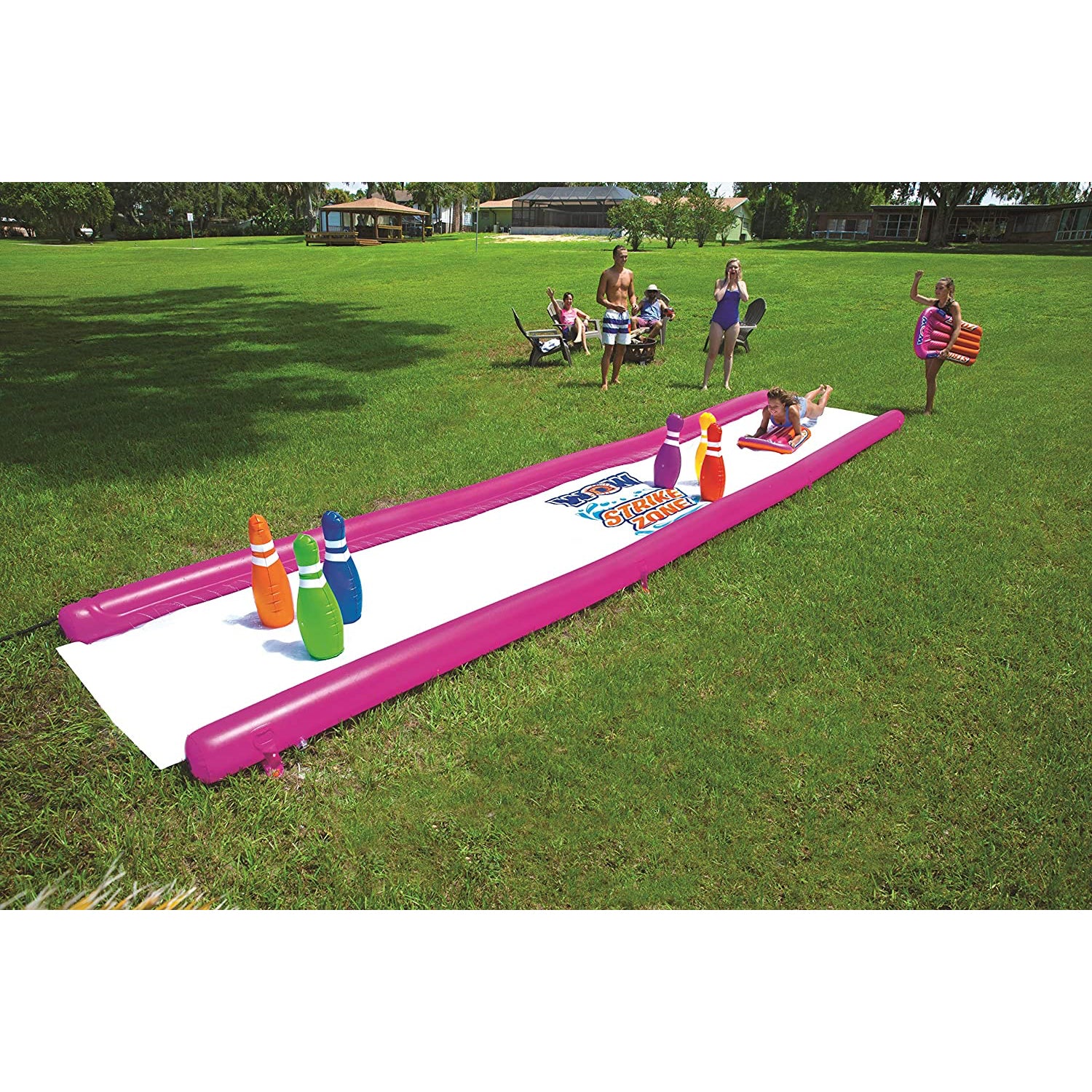 WOW Watersports Inflatable Strike Zone Outdoor Waterslide w/ Built In Sprinklers - VMInnovations