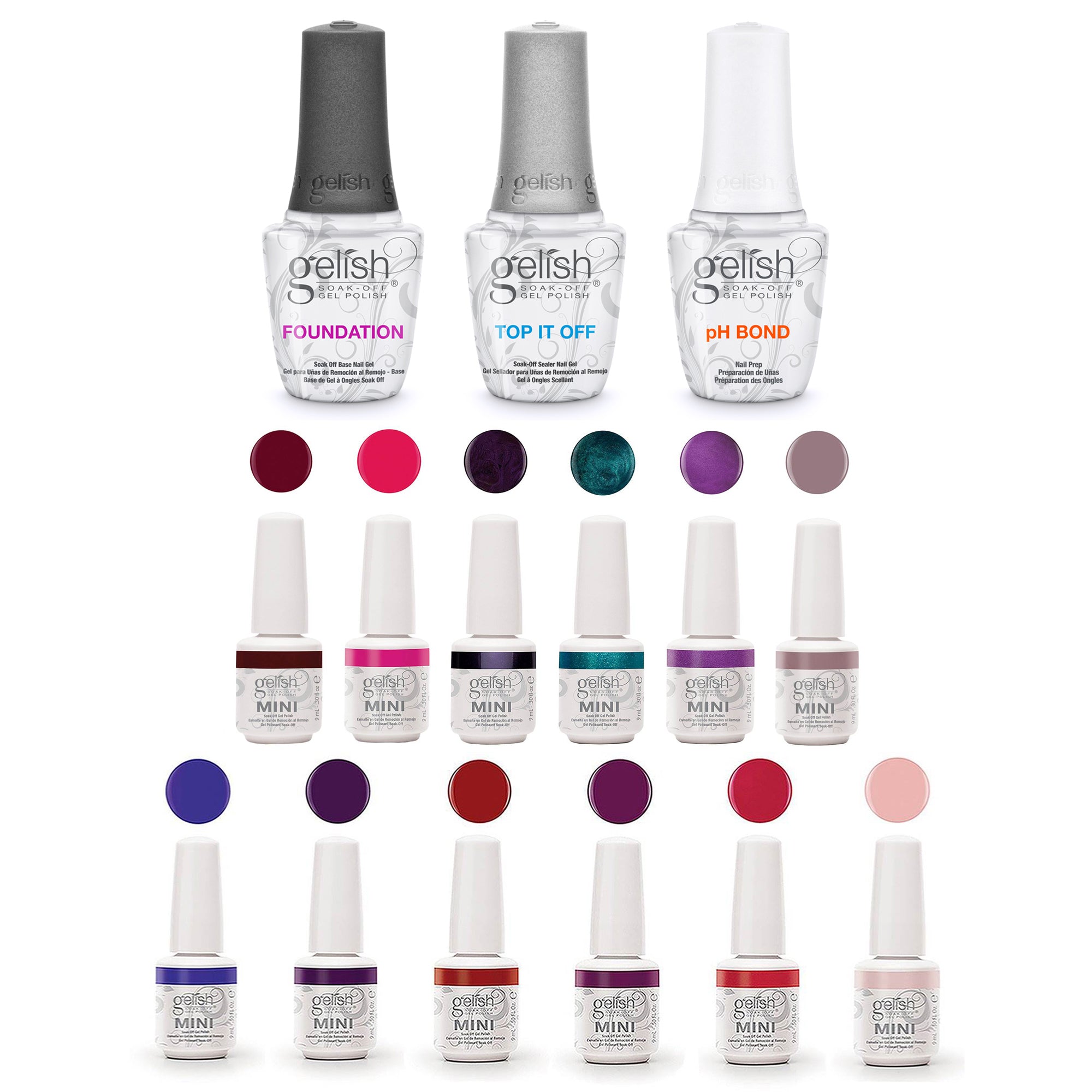 Gelish Terrific Trio Gel Nail Polish Essentials Kit & 12 Gel Nail Polish Colors - VMInnovations