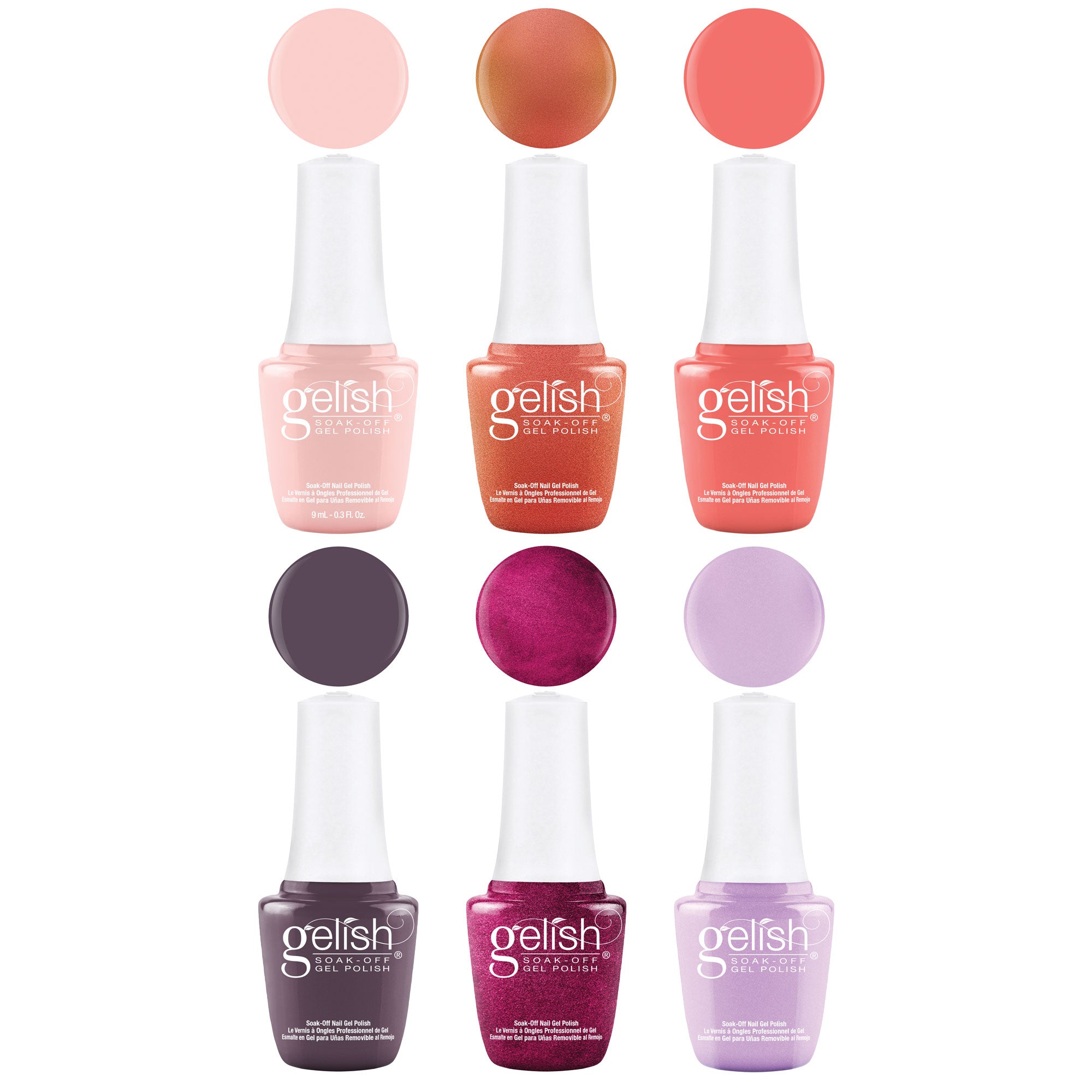 Gelish Sunrise 9 mL Soak Off Shimmering Gel Nail Polish Set & Basix Care Kit - VMInnovations