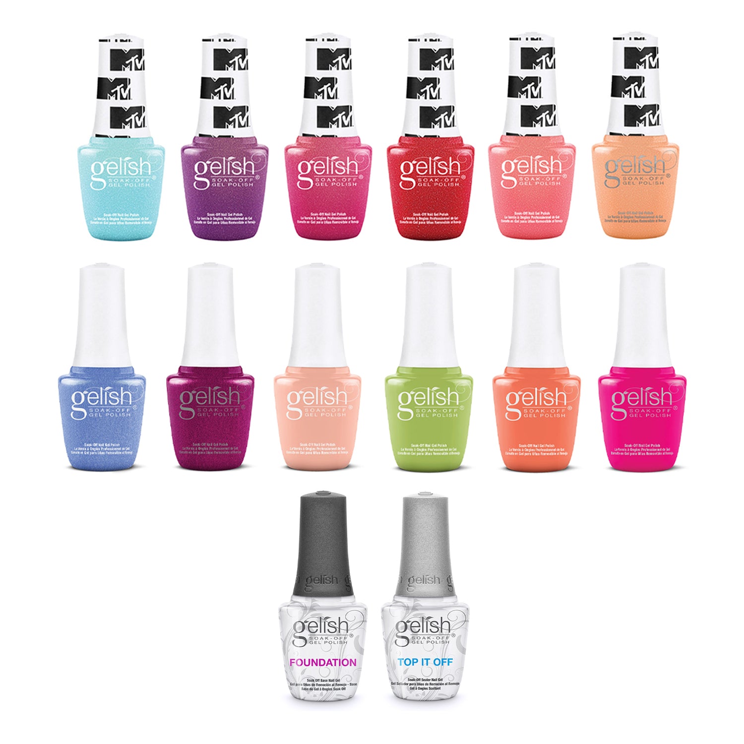 Gelish 9mL Feel the Vibes, MTV, & Dynamic Duo Gel Nail Polish, 12 Color Pack - VMInnovations