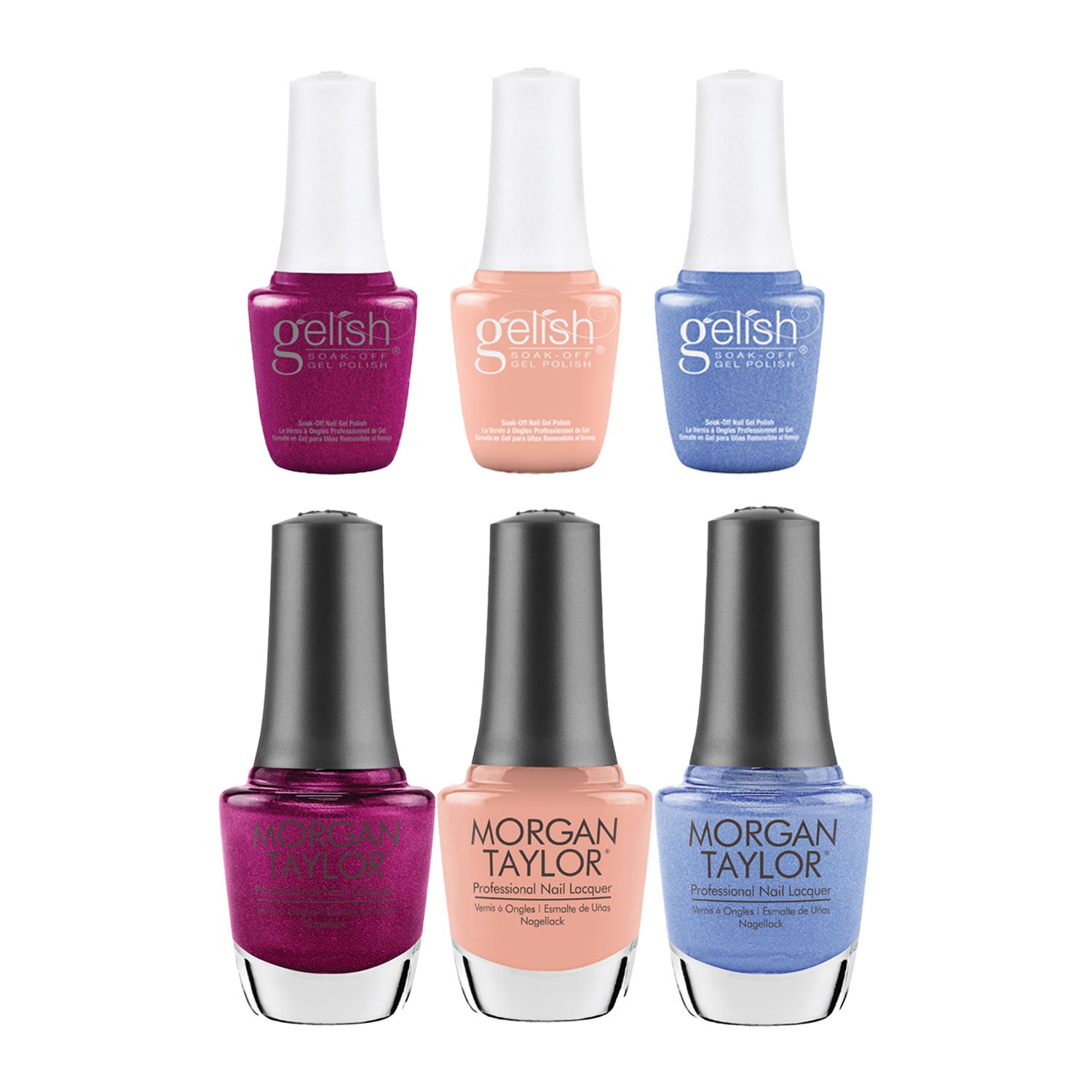 Gelish Morgan Taylor Feel the Vibes Gel Polish and Lacquer Set & Basix Care Kit - VMInnovations