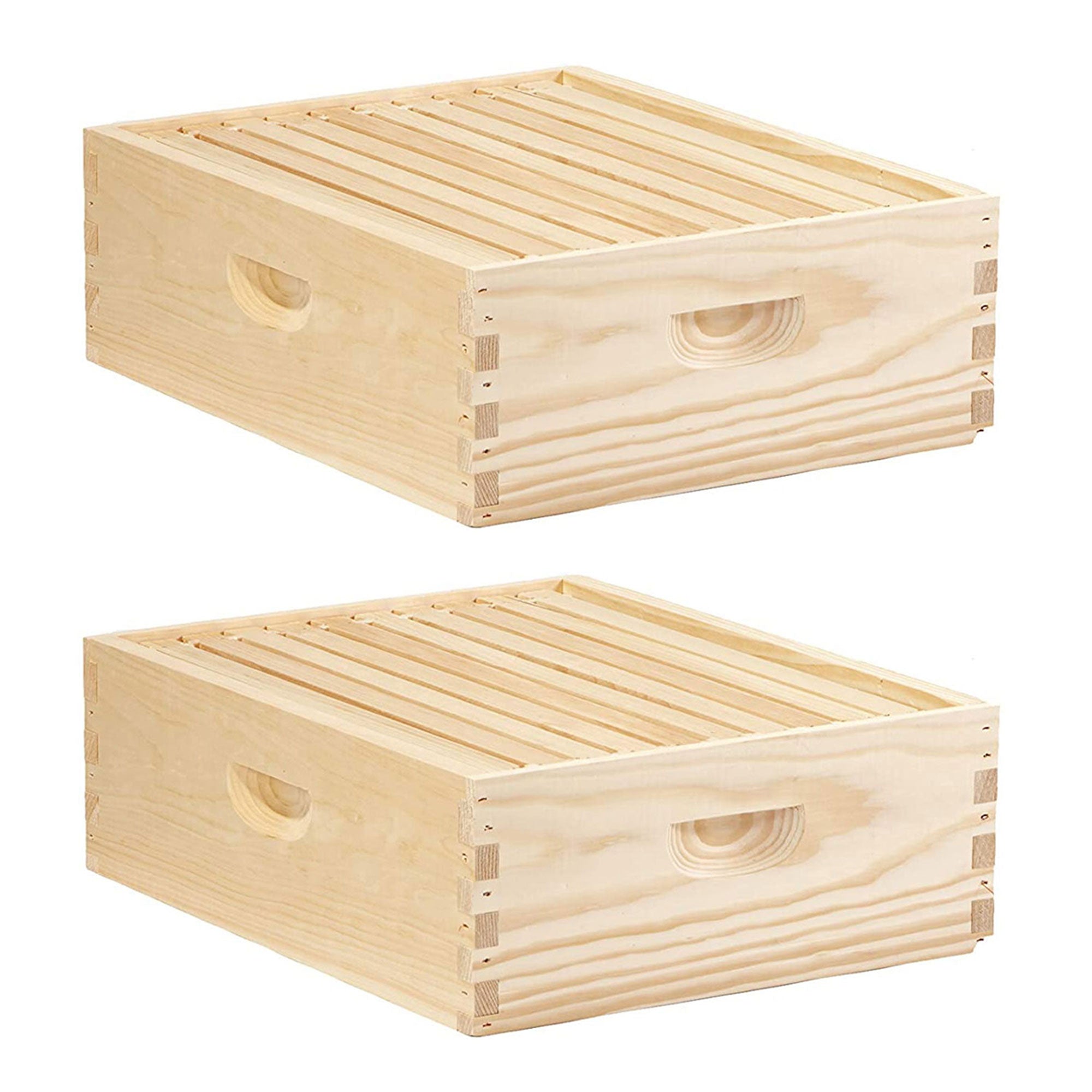 Little Giant 10 Frame Medium Honey Super Beehive Brood Body Wood Box (2 Pack) - VMInnovations