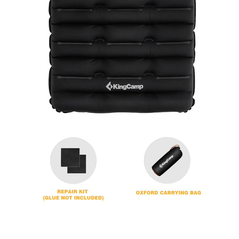 KingCamp 74.8 x 24.8 Inch Outdoor Waterproof Inflatable Sleeping Pad, Black