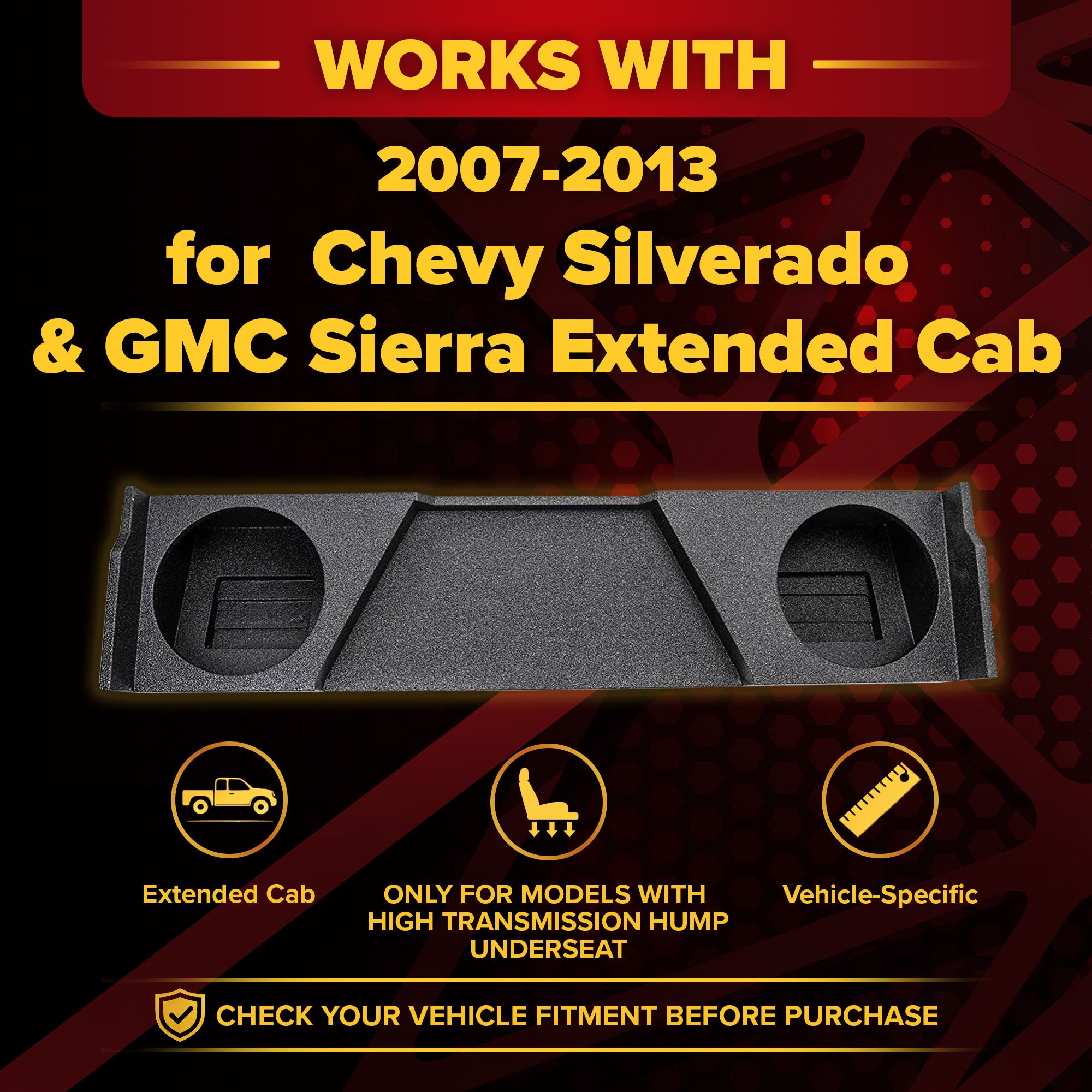 QPower Dual 12" Sub Box for Chevy Silverado XCab, GMC Sierra XCab 07-13, Q-Bomb - VMInnovations
