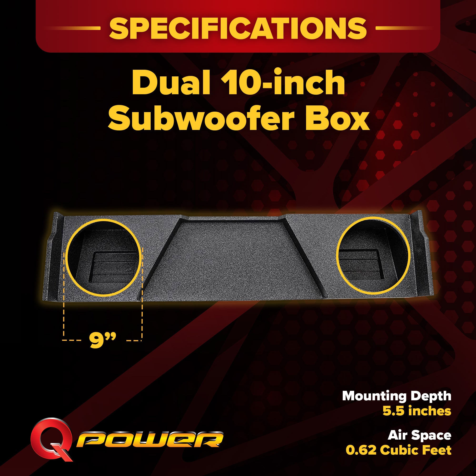 QPower Dual 12" Sub Box for Chevy Silverado XCab, GMC Sierra XCab 07-13, Q-Bomb - VMInnovations