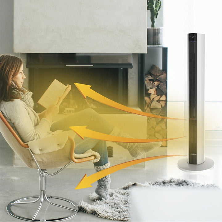 Lasko LKO-FH500 All Season Comfort Remote Control Tower Fan & Heater, White - VMInnovations
