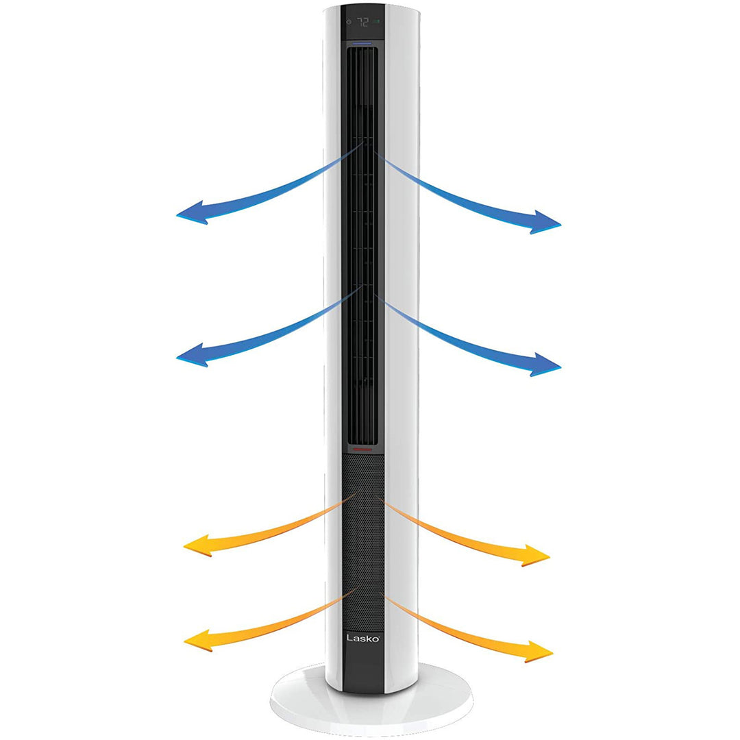 Lasko LKO-FH500 All Season Comfort Remote Control Tower Fan & Heater, White - VMInnovations