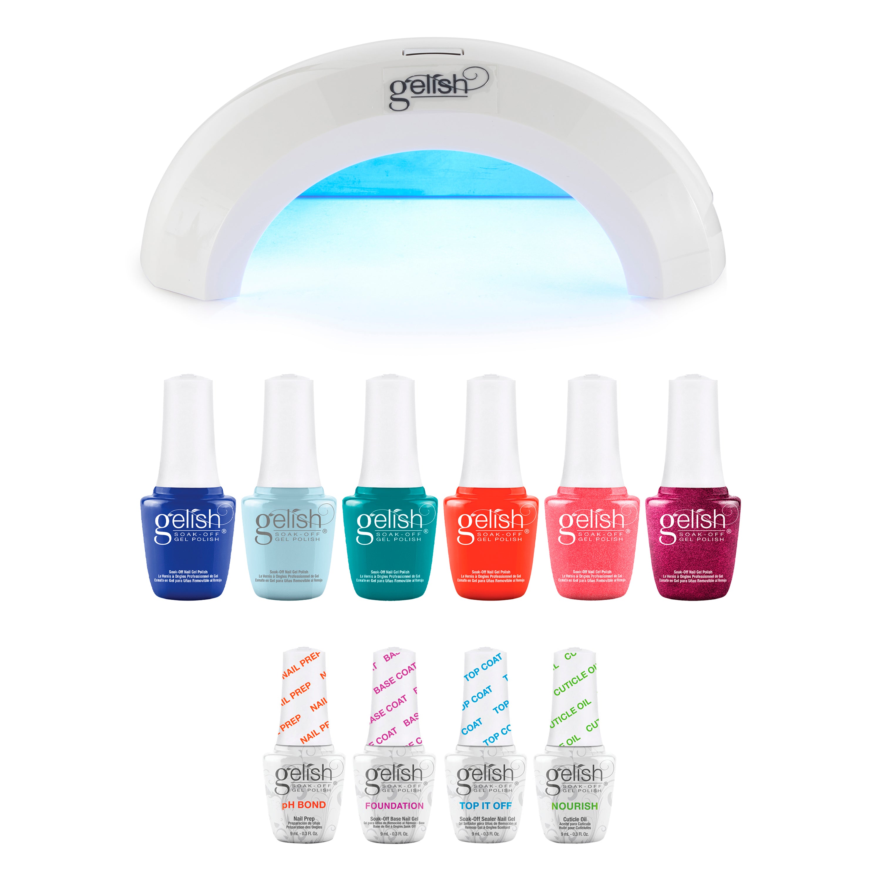 Gelish Mini Fantastic Four Essentials, Mini Summer Collection, & LED Light Lamp - VMInnovations