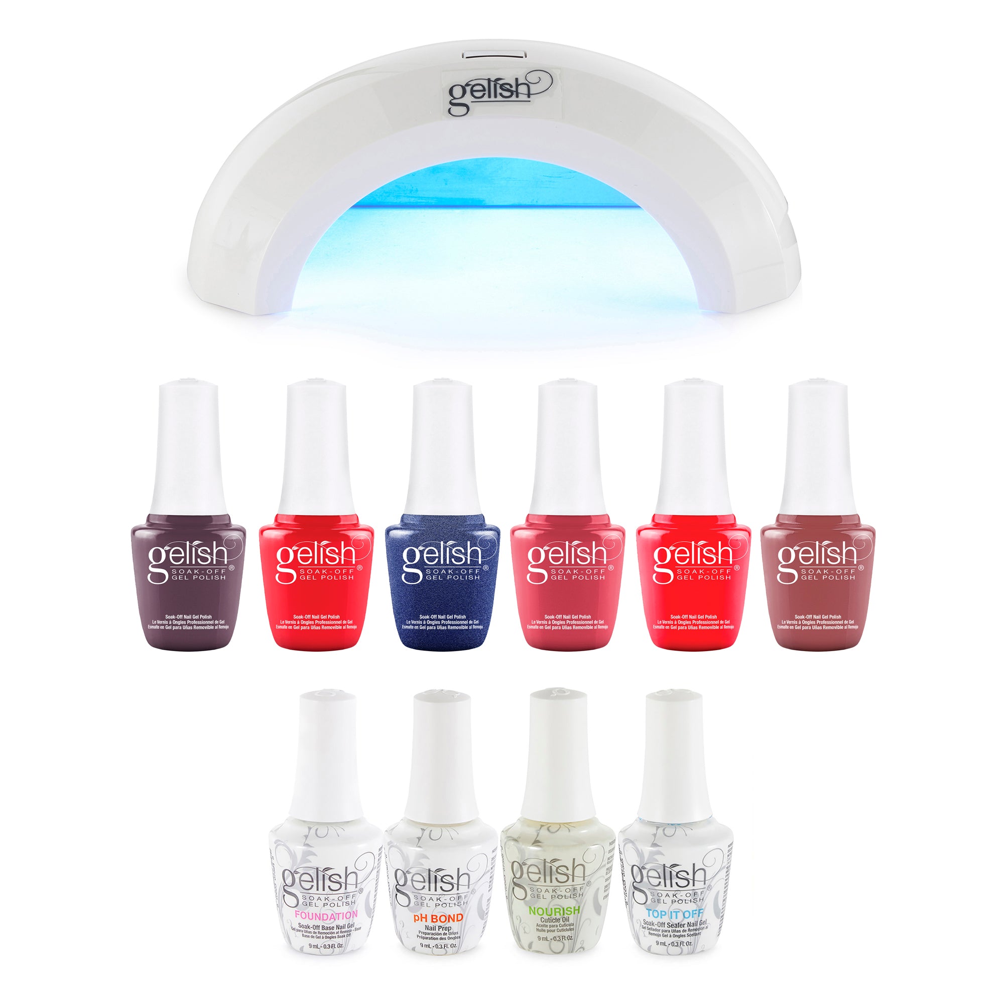 Gelish Mini Fantastic Four Essentials, Mini Caller Collection, & LED Light Lamp - VMInnovations