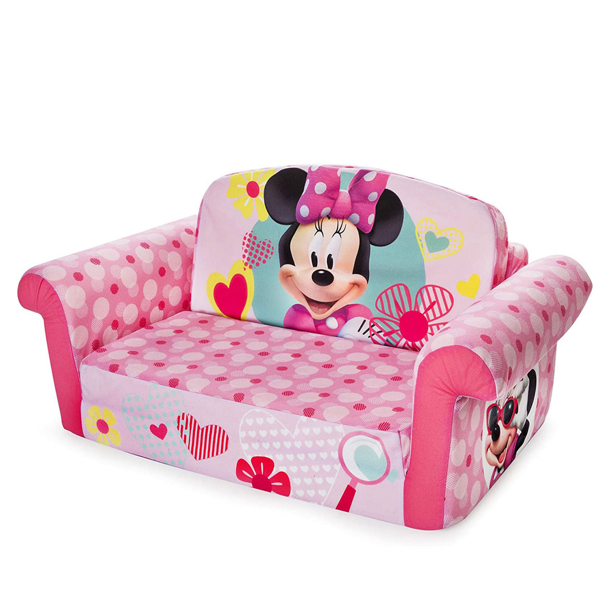 Marshmallow Furniture 2-in-1 Kids Flip Open Sofa Couch, Minnie Mouse (Open Box)