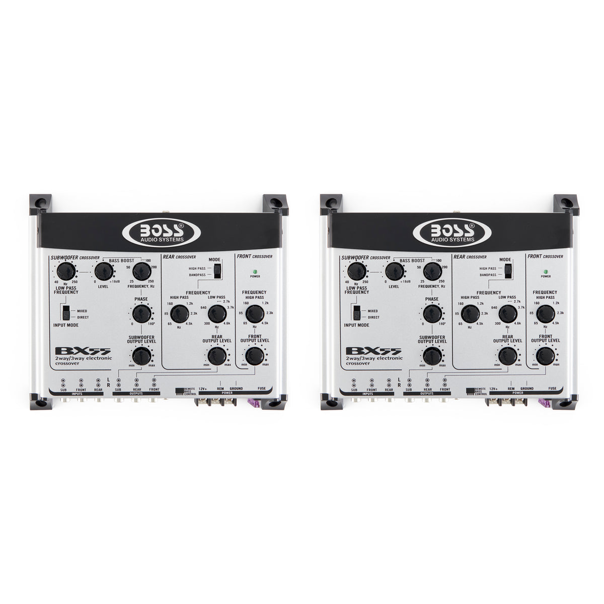 BOSS Audio BX55 2/3 Way Car Audio Electronic Crossover Bass w/ Remote (2 Pack)