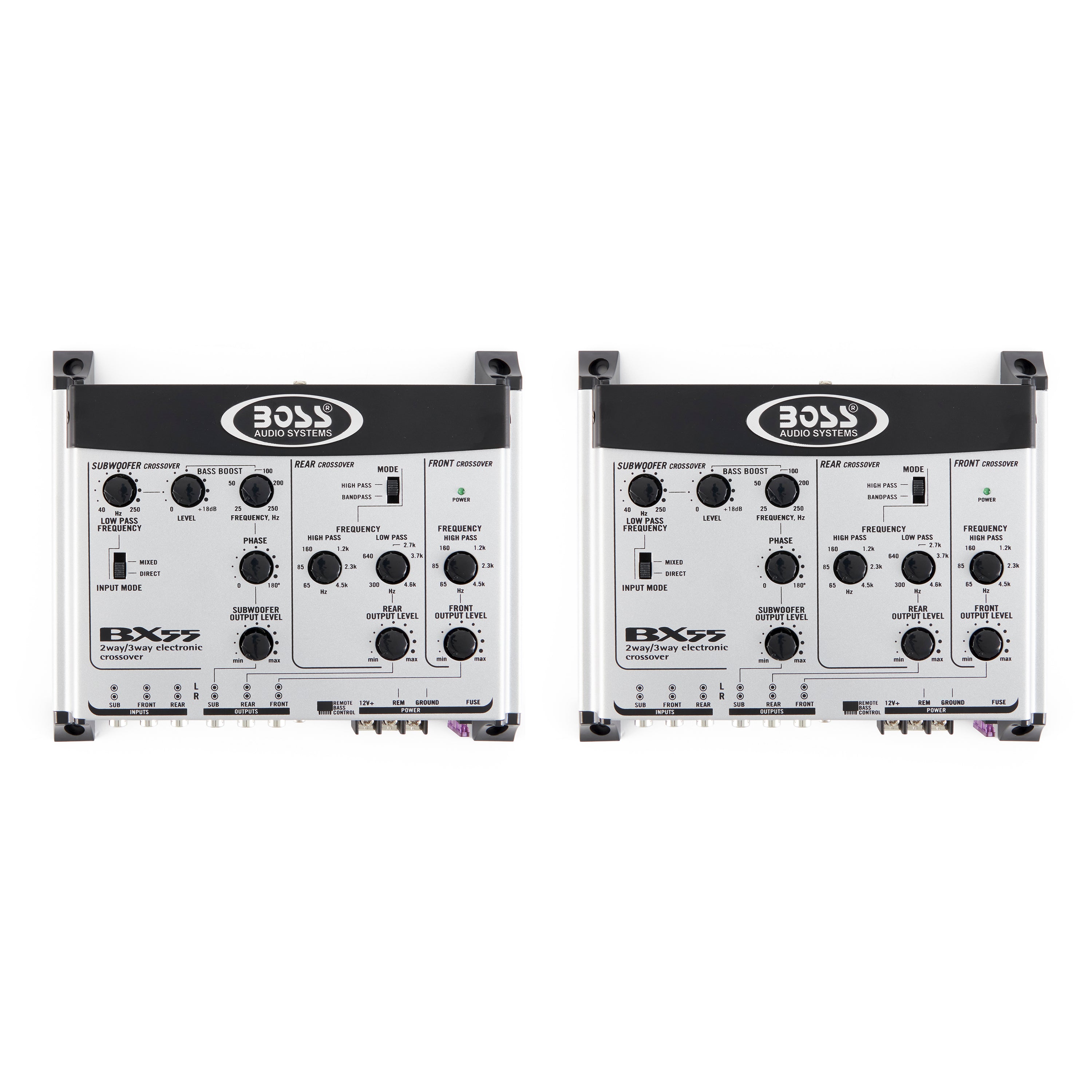 BOSS Audio BX55 2/3 Way Car Audio Electronic Crossover Bass w/ Remote (2 Pack)