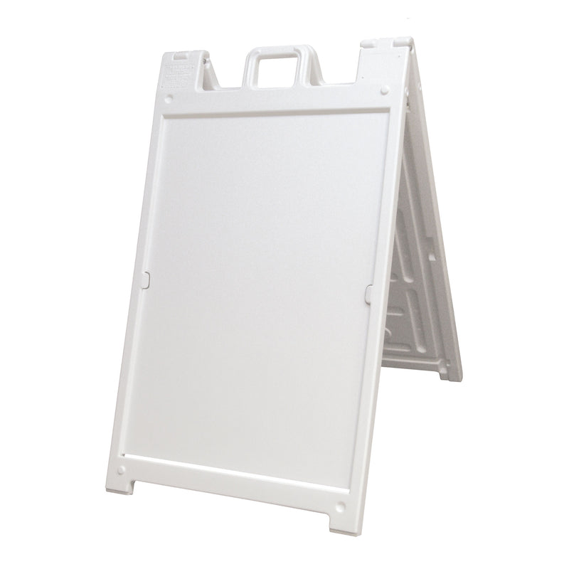 Plasticade Deluxe Signicade Portable Folding Double Sided Sign Stand, White
