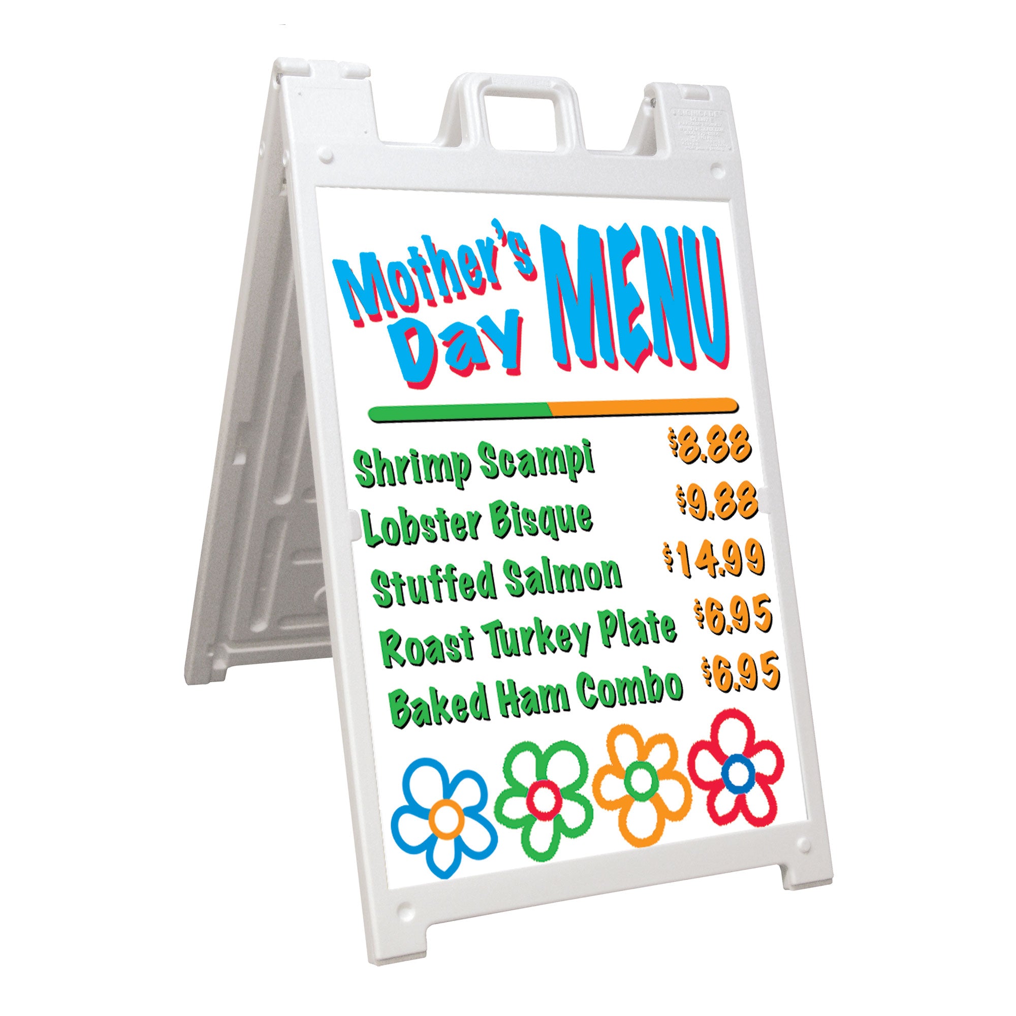 Plasticade Deluxe Signicade Portable Folding Double Sided Sign Stand, White