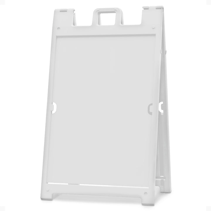 Plasticade Deluxe Signicade Portable Folding Double Sided Sign Stand, White