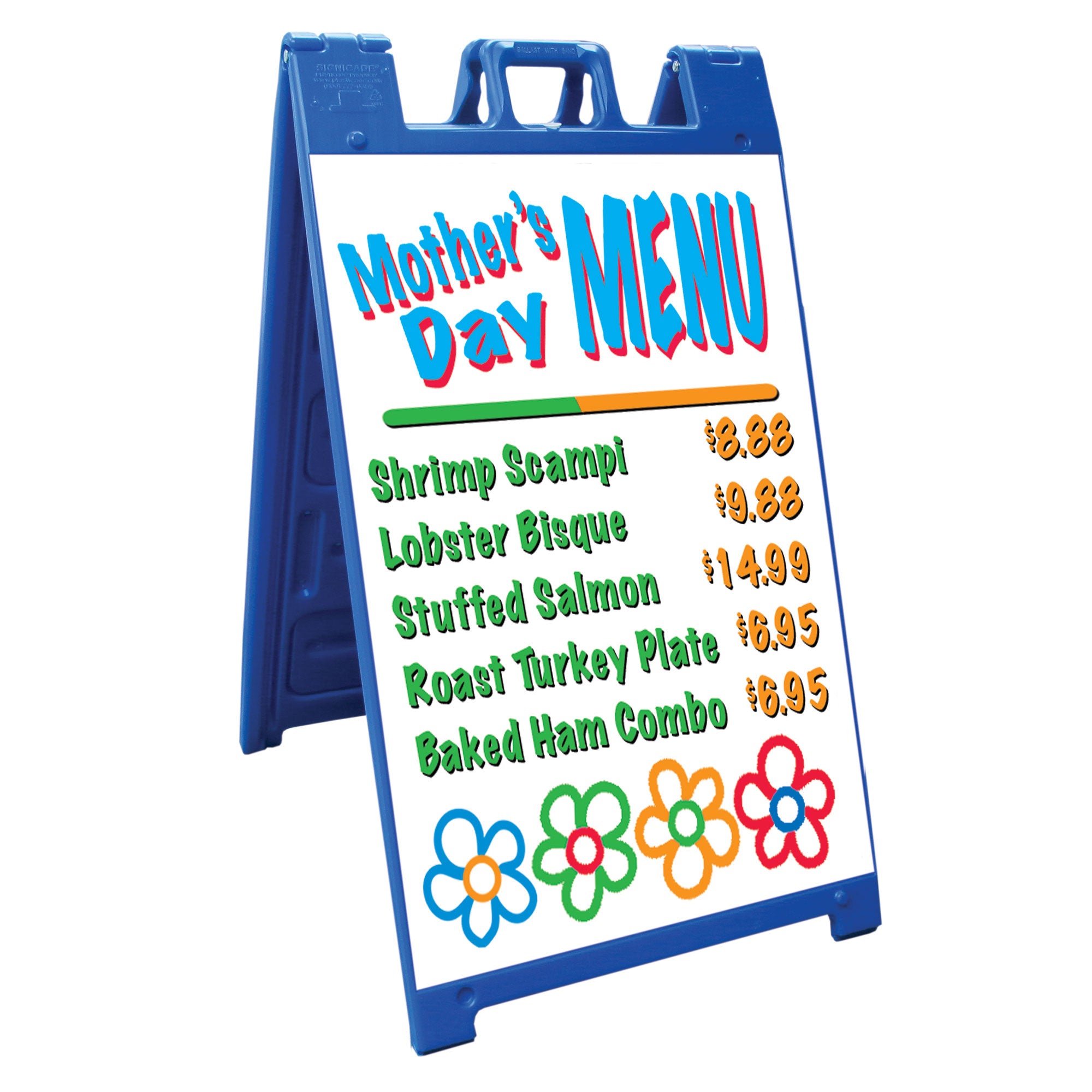 Plasticade Signicade Portable Folding Sidewalk Double Sided Sign Stand, Blue - VMInnovations