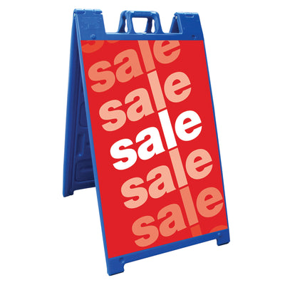 Plasticade Signicade Portable Folding Sidewalk Double Sided Sign Stand, Blue
