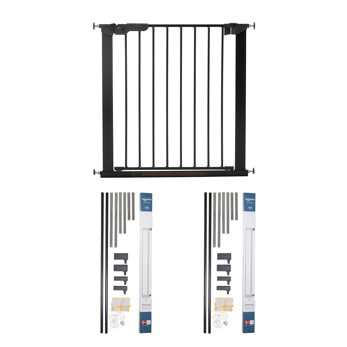 BabyDan Premier Pressure Fit 28.9-36.7" Baby Gate w/ Two 2"x2.8" Extension Kits