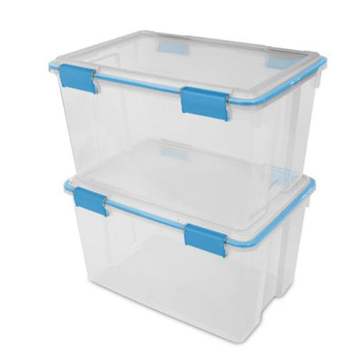 Sterilite 54-Qt Clear Plastic Stackable Storage Bin w/ Gasket Latch Lid, 16 Pack