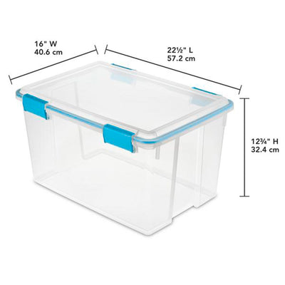 Sterilite 54-Qt Clear Plastic Stackable Storage Bin w/ Gasket Latch Lid, 16 Pack
