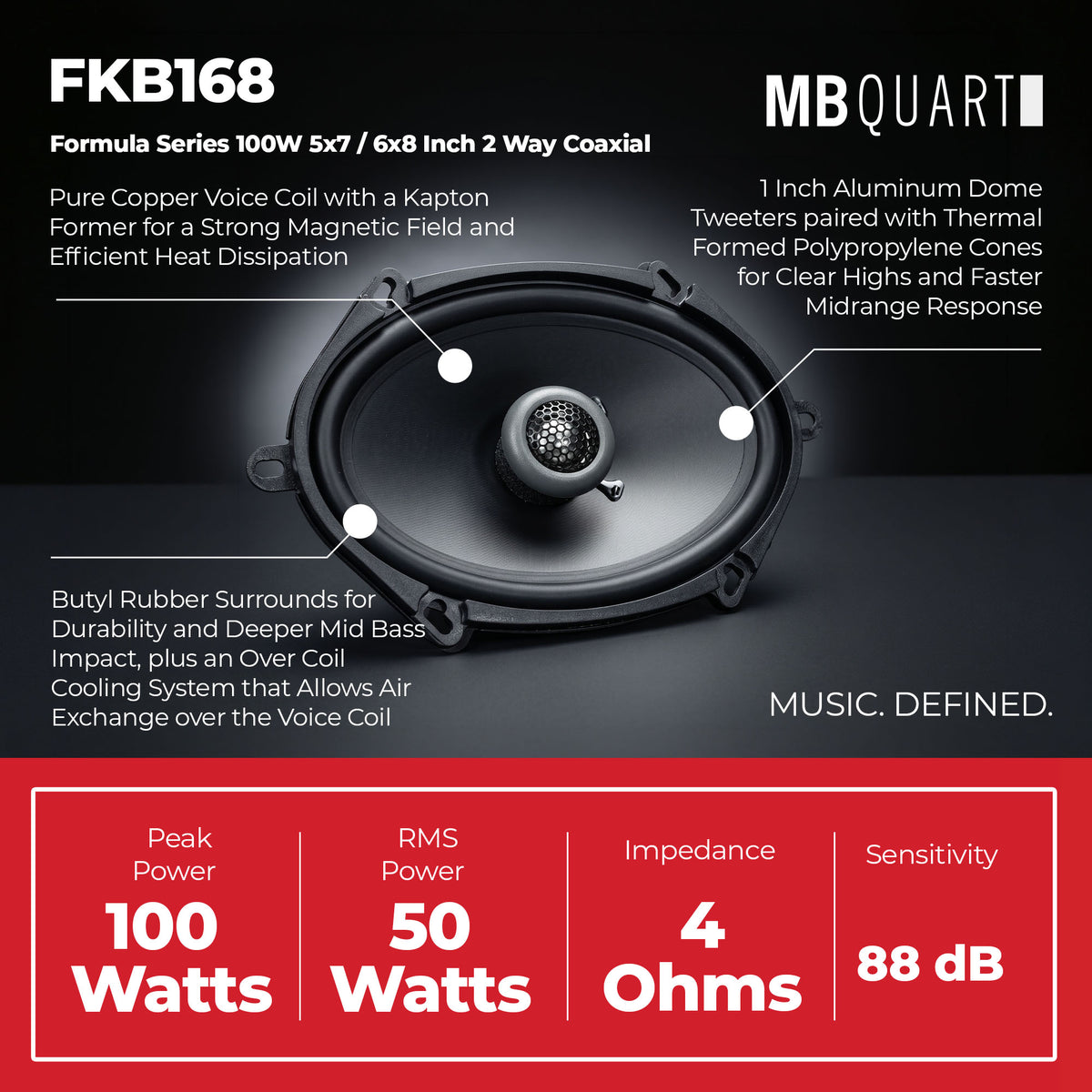 Maxxsonics FKB168 MB Quart Formula 5x7/6x8 Inch 2 Way Coaxial Speakers (4 Pack)