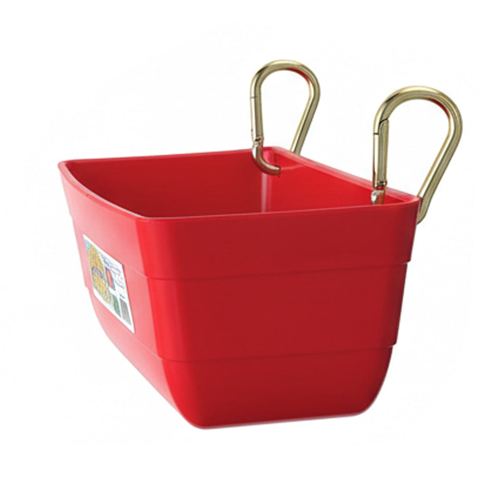Little Giant 4.5 Quart Heavy Duty Feed Trough Bucket Fence Feeder, Red (2 Pack)