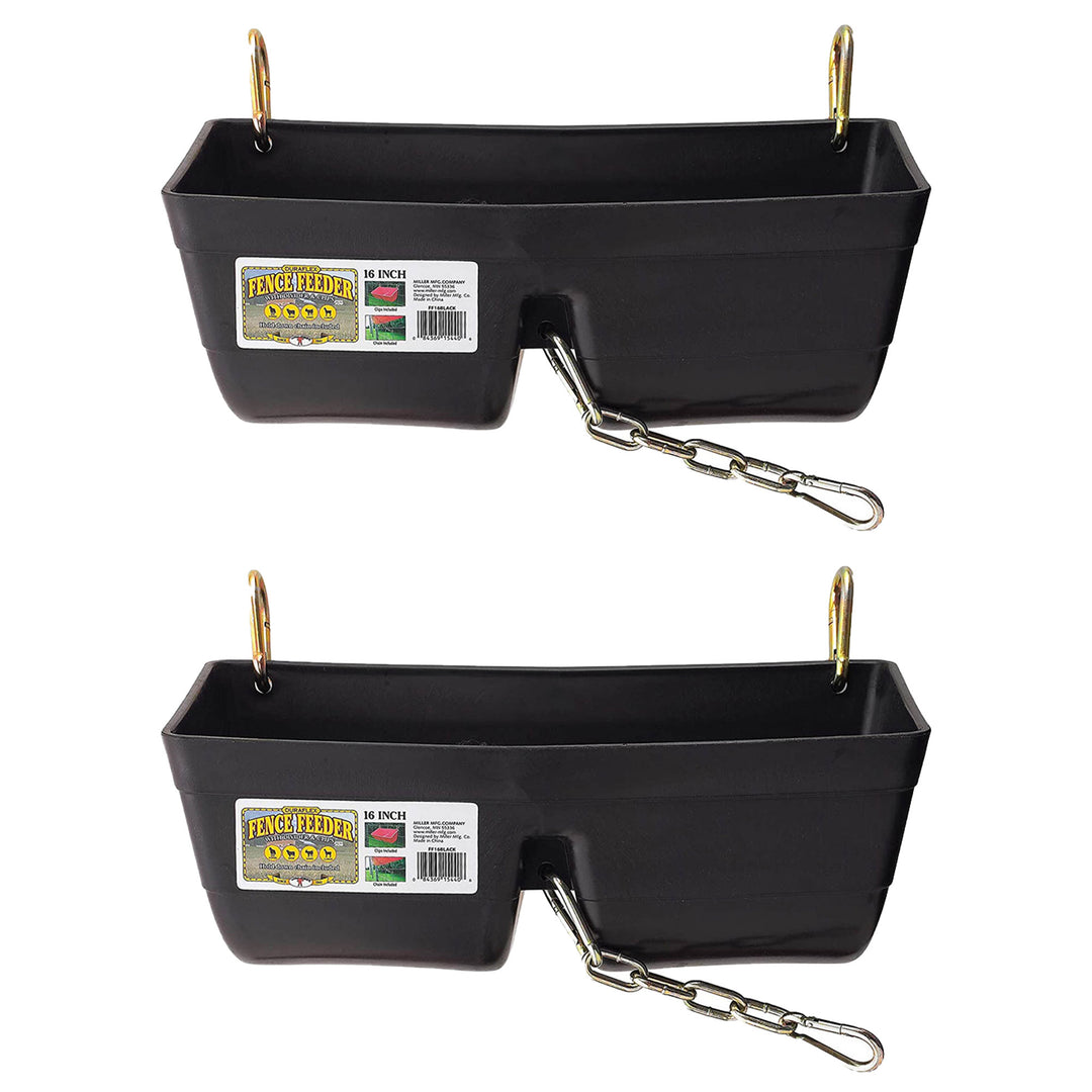 Little Giant 9 Quart Heavy Duty Feed Trough Bucket Fence Feeder, Black (2 Pack) - VMInnovations
