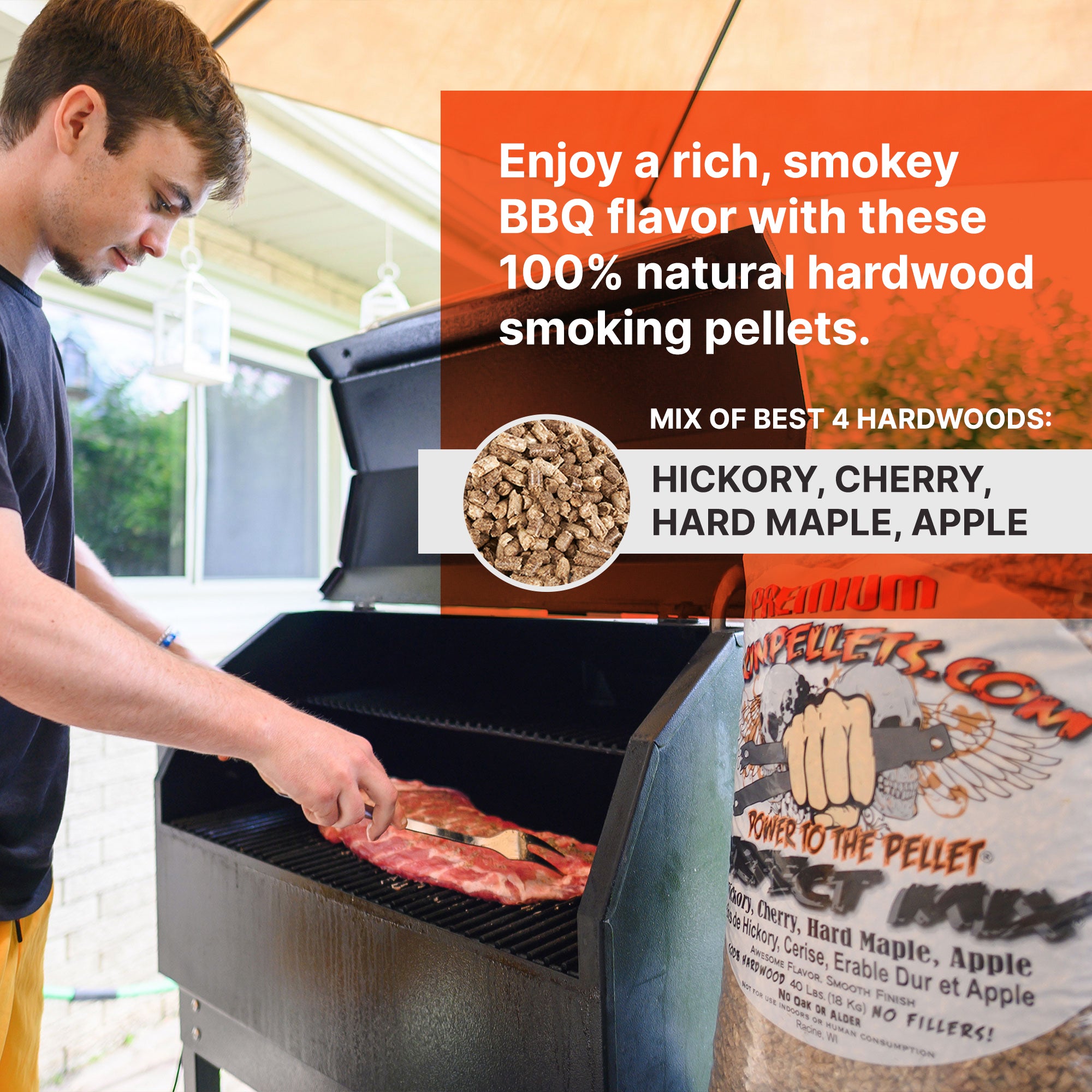 CookinPellets 40 Lb Mix Hickory, Cherry, Maple, and Apple Wood Pellets (2 Pack) - VMInnovations