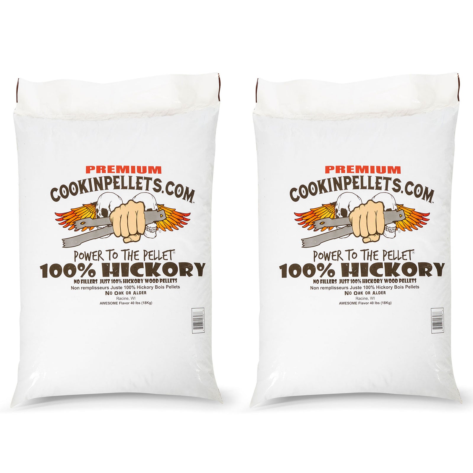 CookinPellets 40 lb Premium Hickory Hardwood Grill Smoker Wood Pellets (2 Pack) - VMInnovations