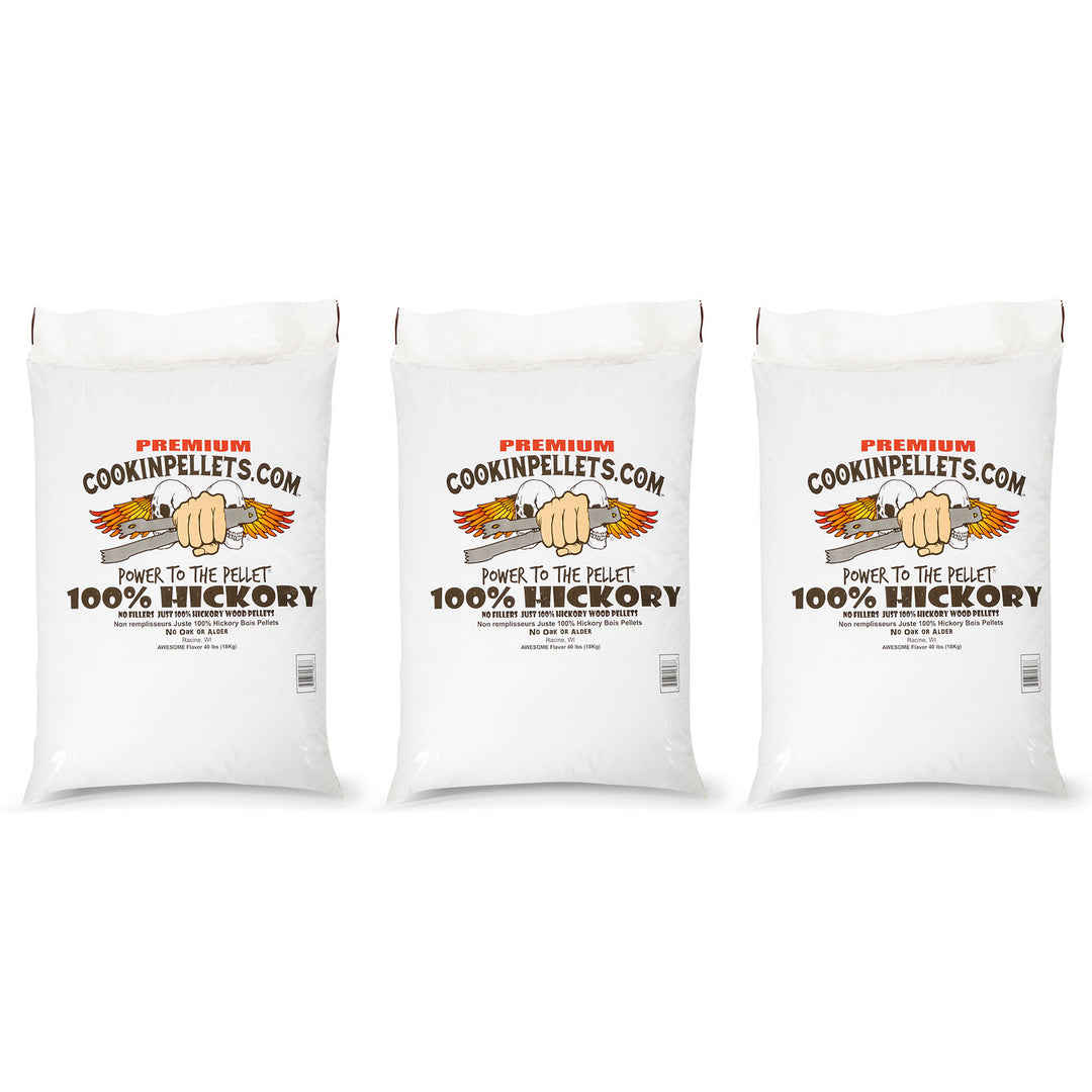 CookinPellets 40 lb Premium Hickory Hardwood Grill Smoker Wood Pellets (3 Pack) - VMInnovations