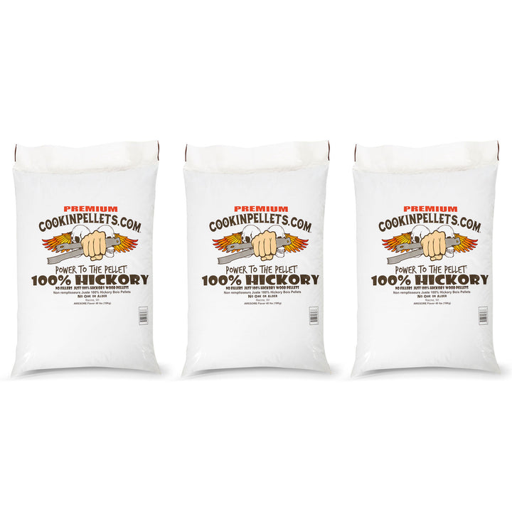 CookinPellets 40 lb Premium Hickory Hardwood Grill Smoker Wood Pellets (3 Pack) - VMInnovations