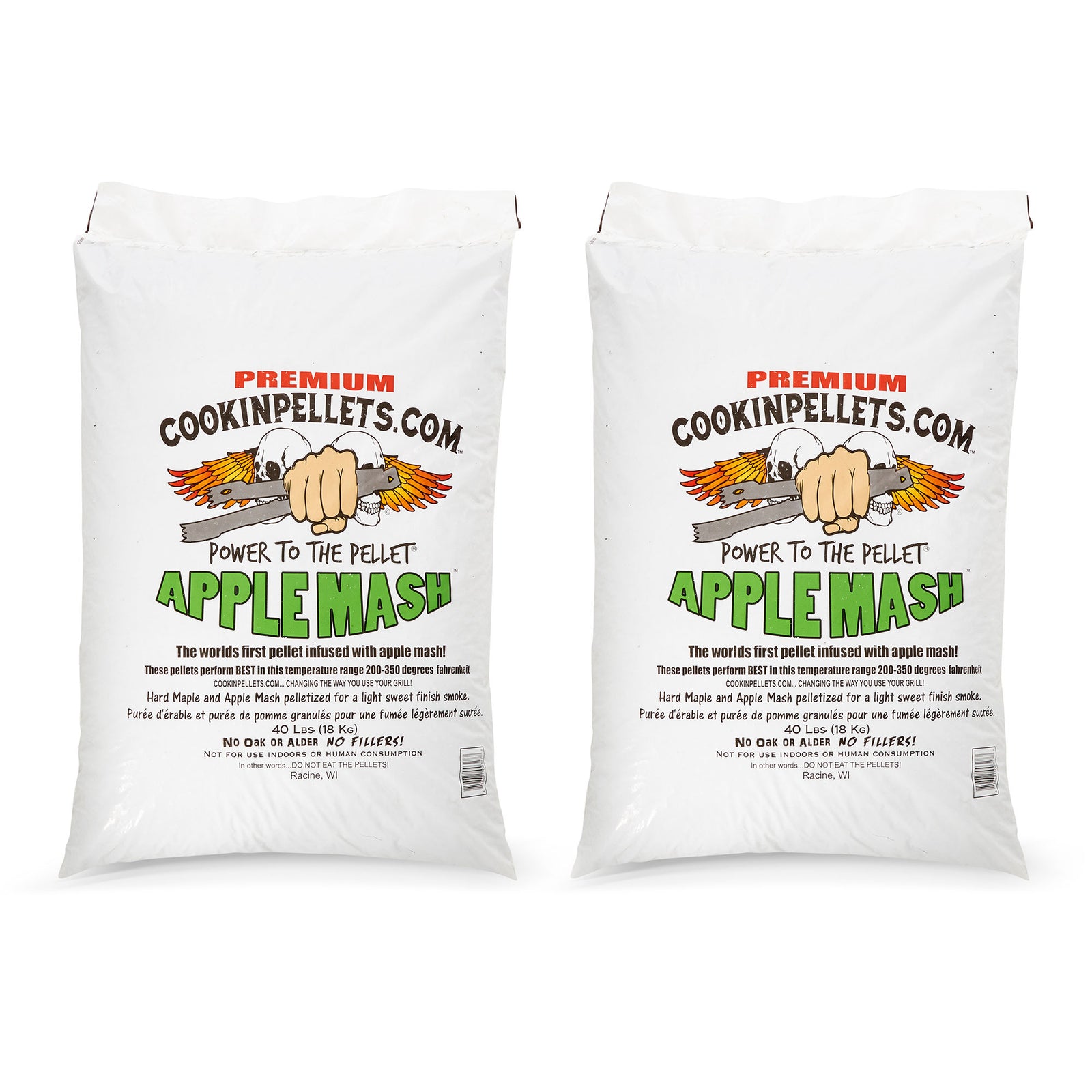CookinPellets 40 Pound Bag Apple Mash Hard Maple Smoker Wood Pellets, (3 Pack) - VMInnovations