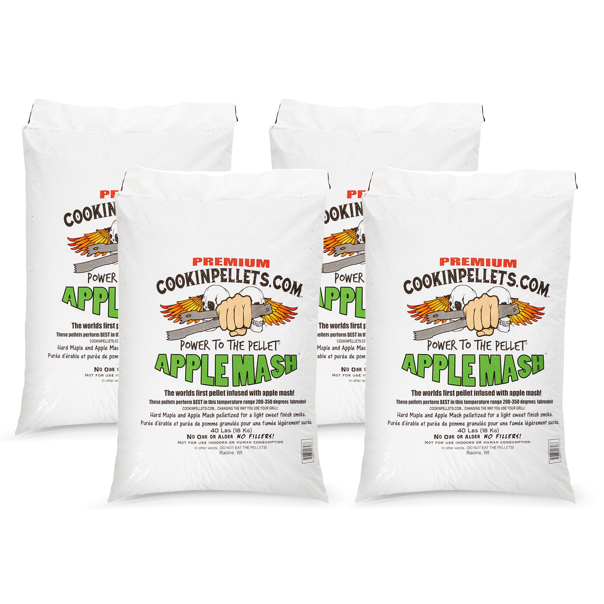CookinPellets Apple Mash Hard Maple Smoker Wood Pellets, 40 Pound Bag (4 Pack)