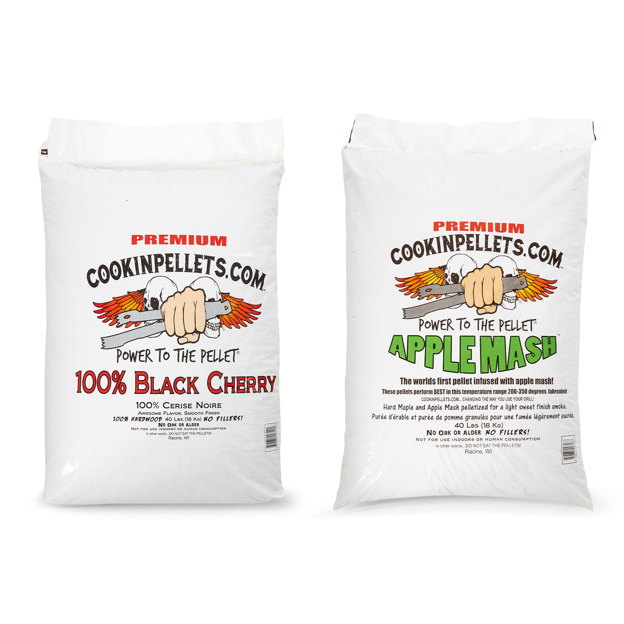 CookinPellets Black Cherry Smoker Wood Pellets & Apple Mash Pellets, 40 Lb Bags - VMInnovations
