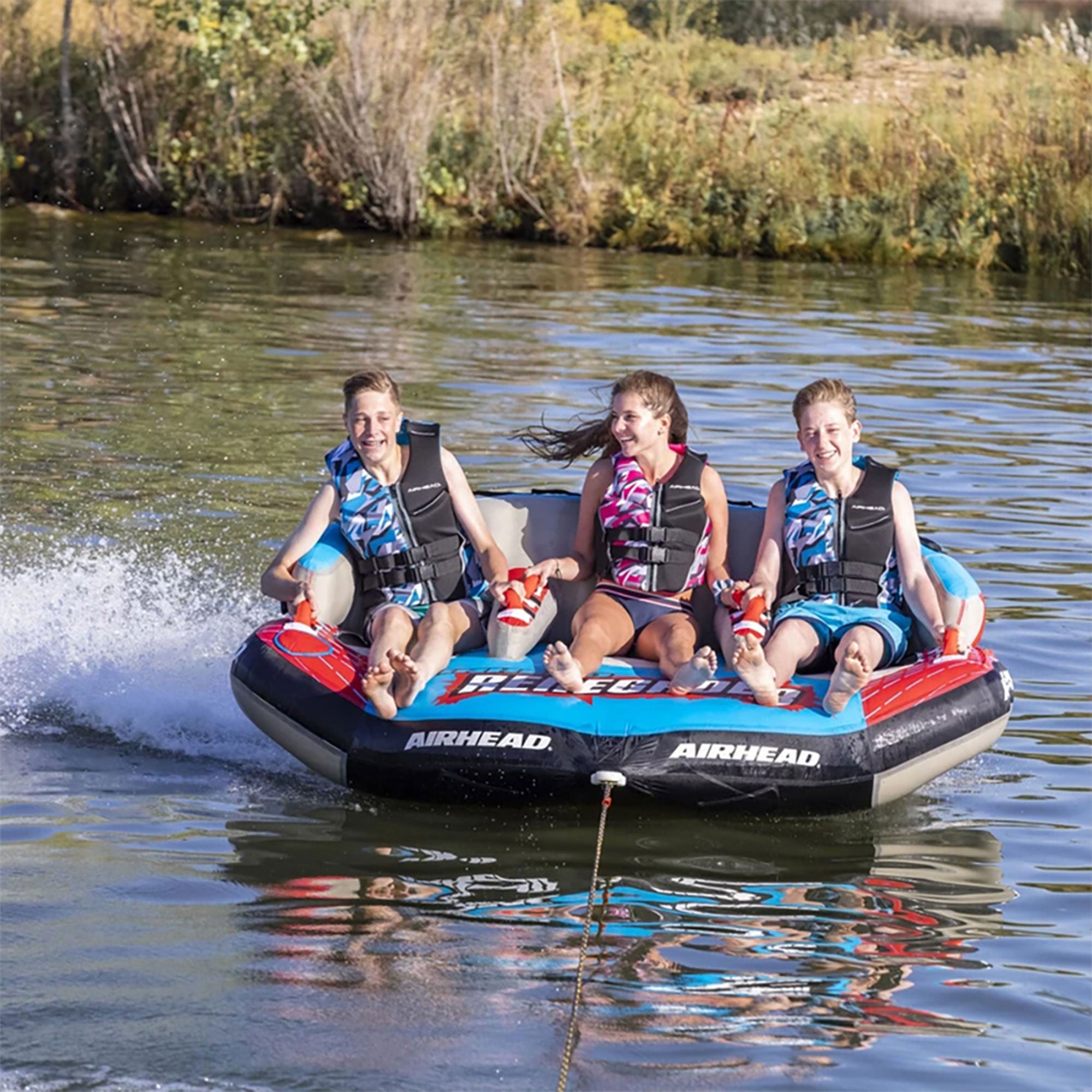Airhead Renegade 3 Person Towable Water Tube Kit w/ Boat Rope & Pump (For Parts) - VMInnovations