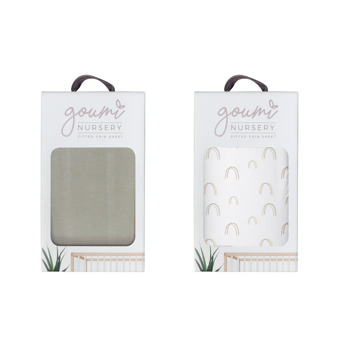 Goumikids Soft Bamboo Cotton Fitted Baby Crib Sheet, Over The Rainbow and Moss - VMInnovations
