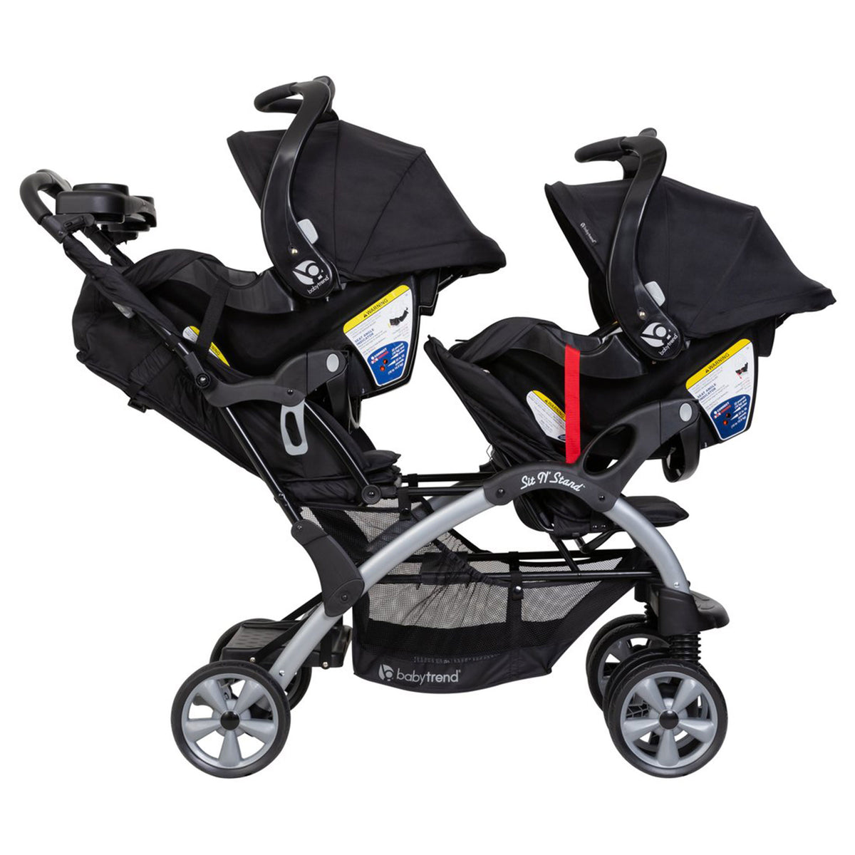 Sit N Stand Travel Compact Toddler Baby Double Stroller, Modern Khaki (Used)