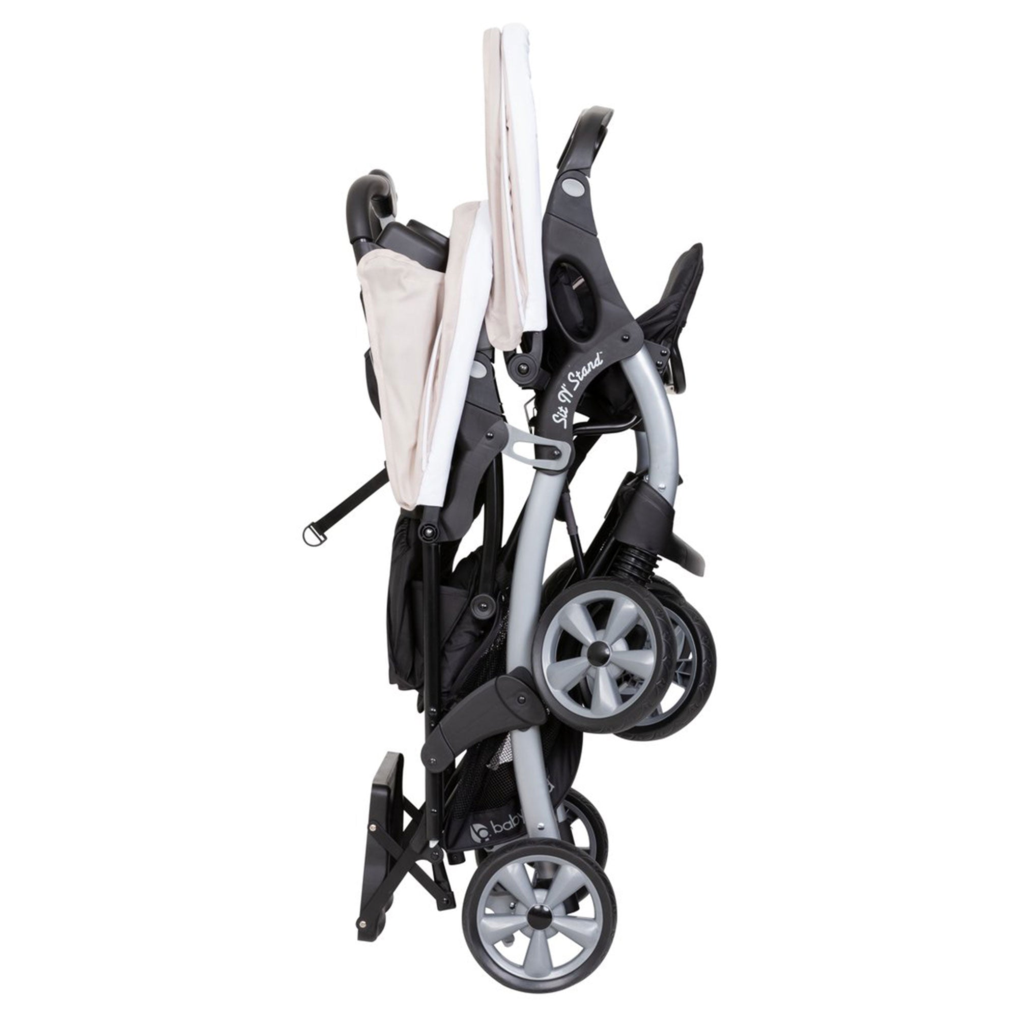 Sit N Stand Travel Compact Toddler Baby Double Stroller, Modern Khaki (Used)