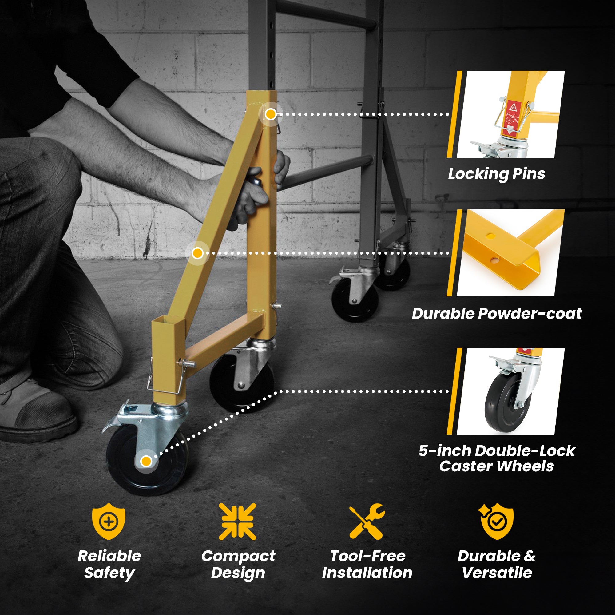 MetalTech Set 14in Scaffolding Outriggers w/ Casters, 4 Pack (Open Box) - VMInnovations