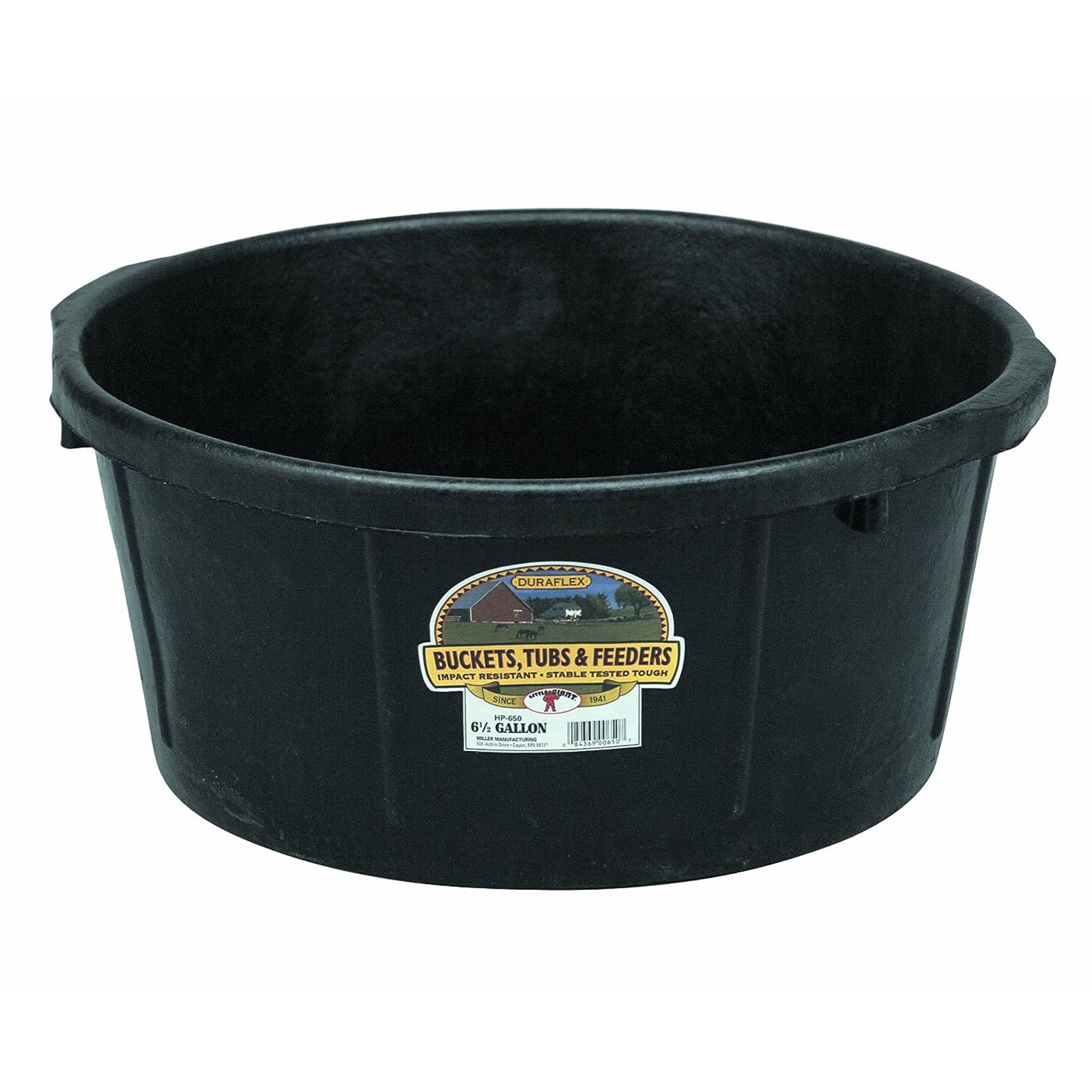 Little Giant Durable Weatherproof 6.5 Gal Rubber Tub Feeder Bowl,Black(Open Box)